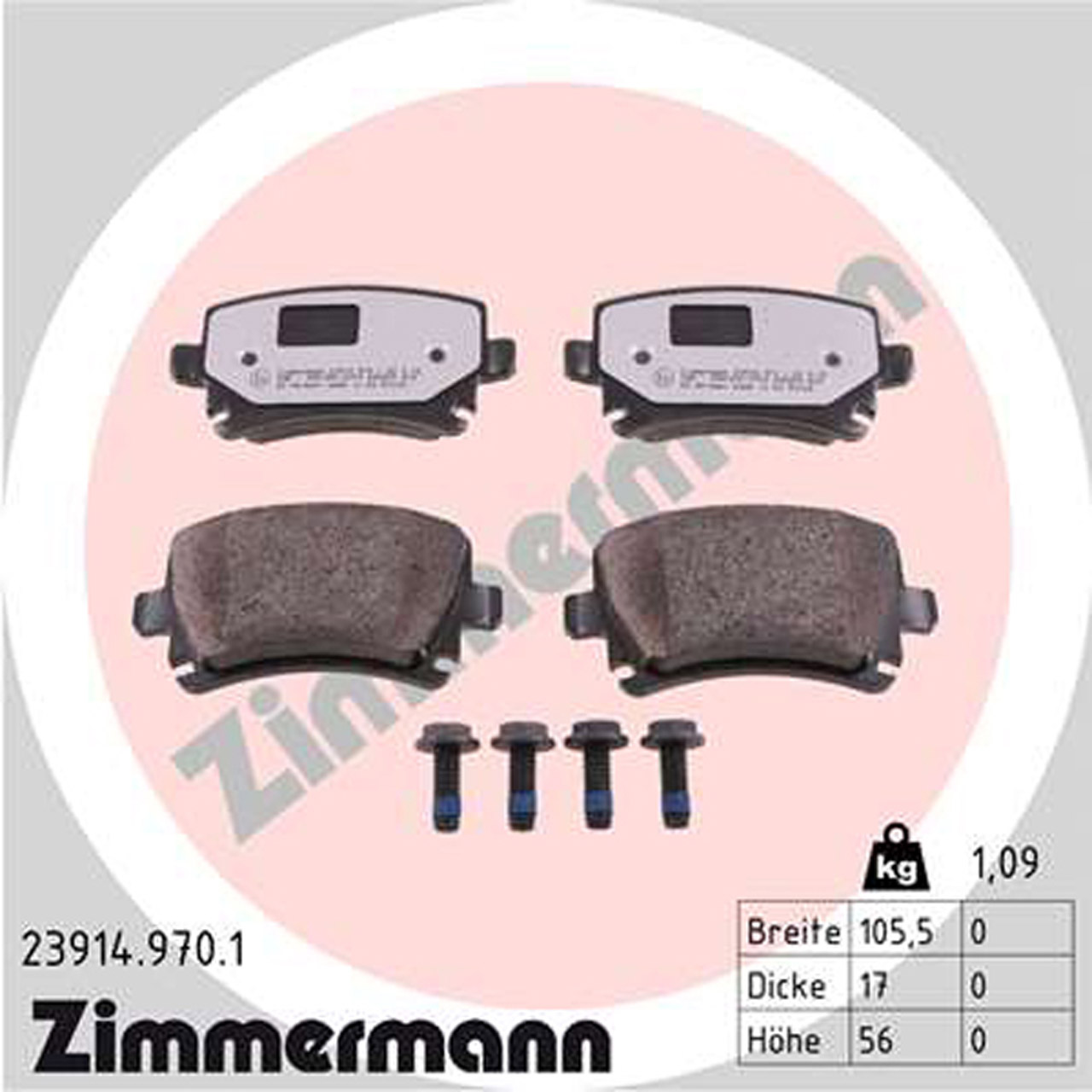 ZIMMERMANN rd:z Bremsbeläge AUDI A3 A4 A6 SEAT SKODA VW Golf 5 6 7 Passat hinten