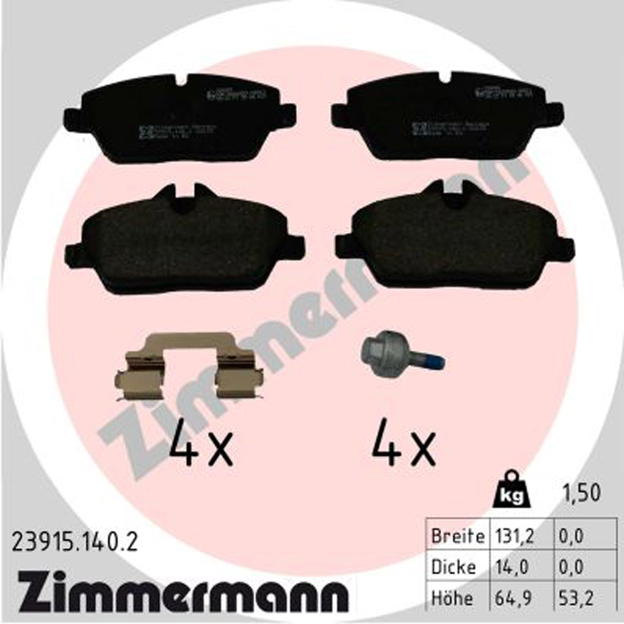 ZIMMERMANN Bremsbeläge Bremsklötze BMW i3 (I01) 102/170/184 PS vorne 34106884267