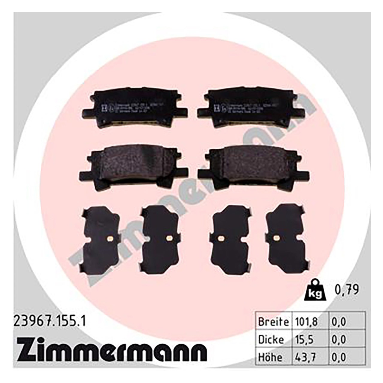 ZIMMERMANN Bremsbeläge LEXUS RX (_U3_) 300 330 350 400h hinten