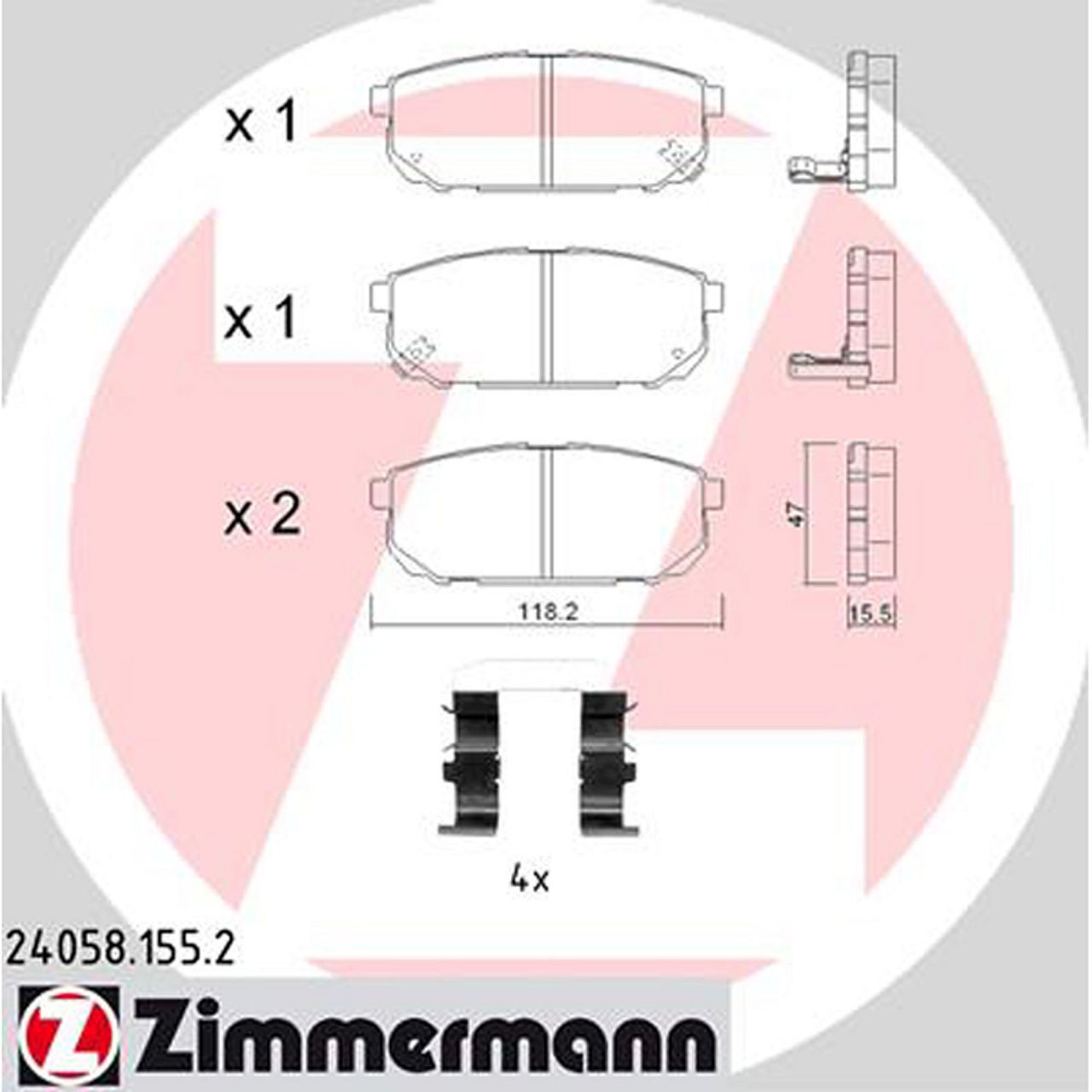 ZIMMERMANN Bremsbeläge Bremsklötze für Kia Sorento I (JC) 2.4-3.5 2.5CRDi hinten