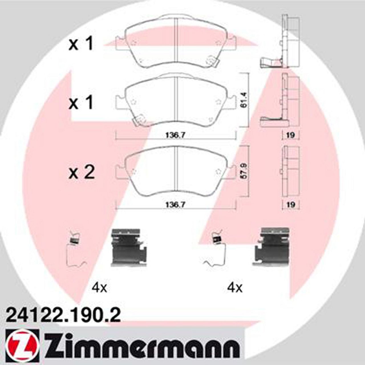 ZIMMERMANN Bremsbeläge Bremsbelagsatz TOYOTA Auris 1.33 1.4 1.6 1.8 1.4 D-4D vorne