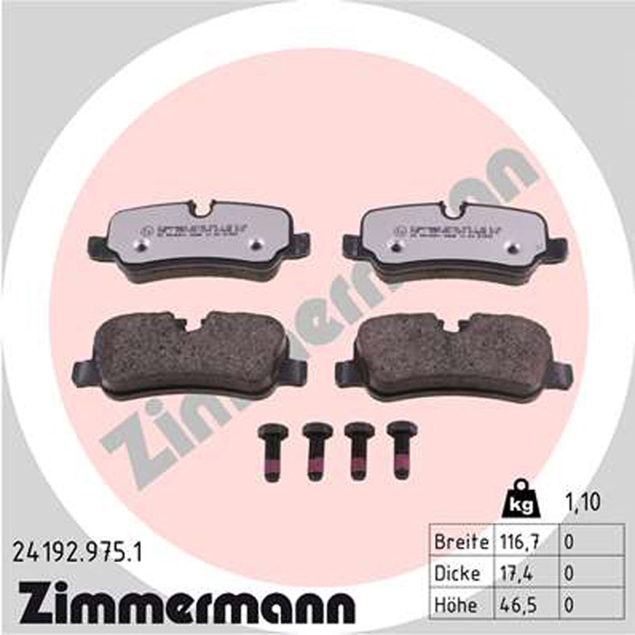 ZIMMERMANN rd:z Bremsbeläge LAND ROVER Discovery 3 4 + Range Rover 3 hinten