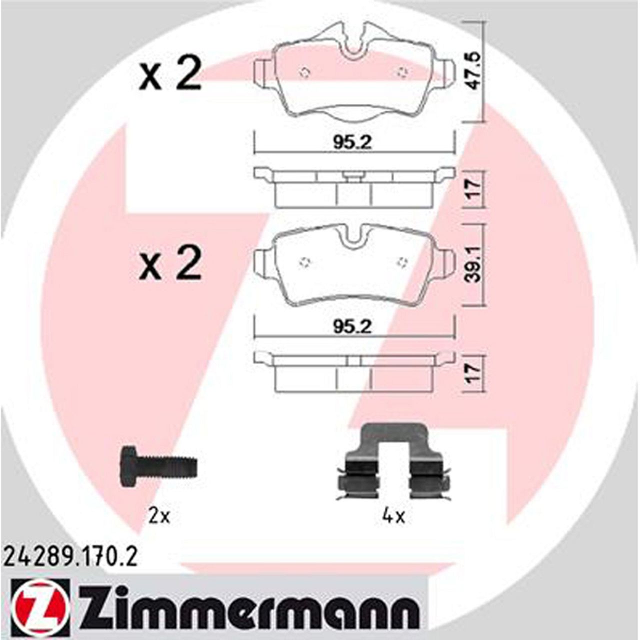 ZIMMERMANN Bremsbeläge Bremsbelagsatz für Mini R56 R52 R57 R55 R58 R59 hinten