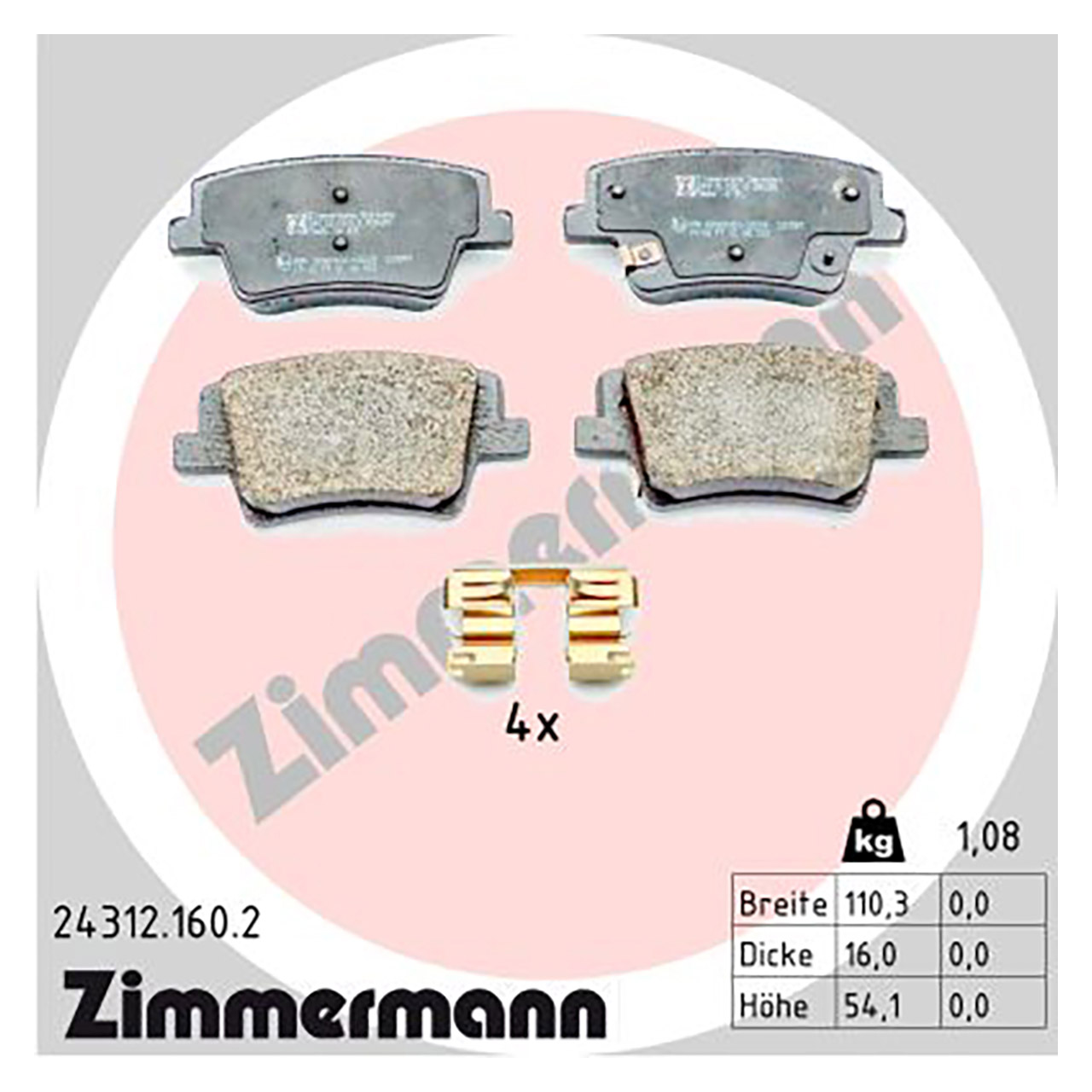 ZIMMERMANN Bremsbeläge HYUNDAI Santa Fe 4 ohne elektr. Feststellbremse hinten 58302-S1A70