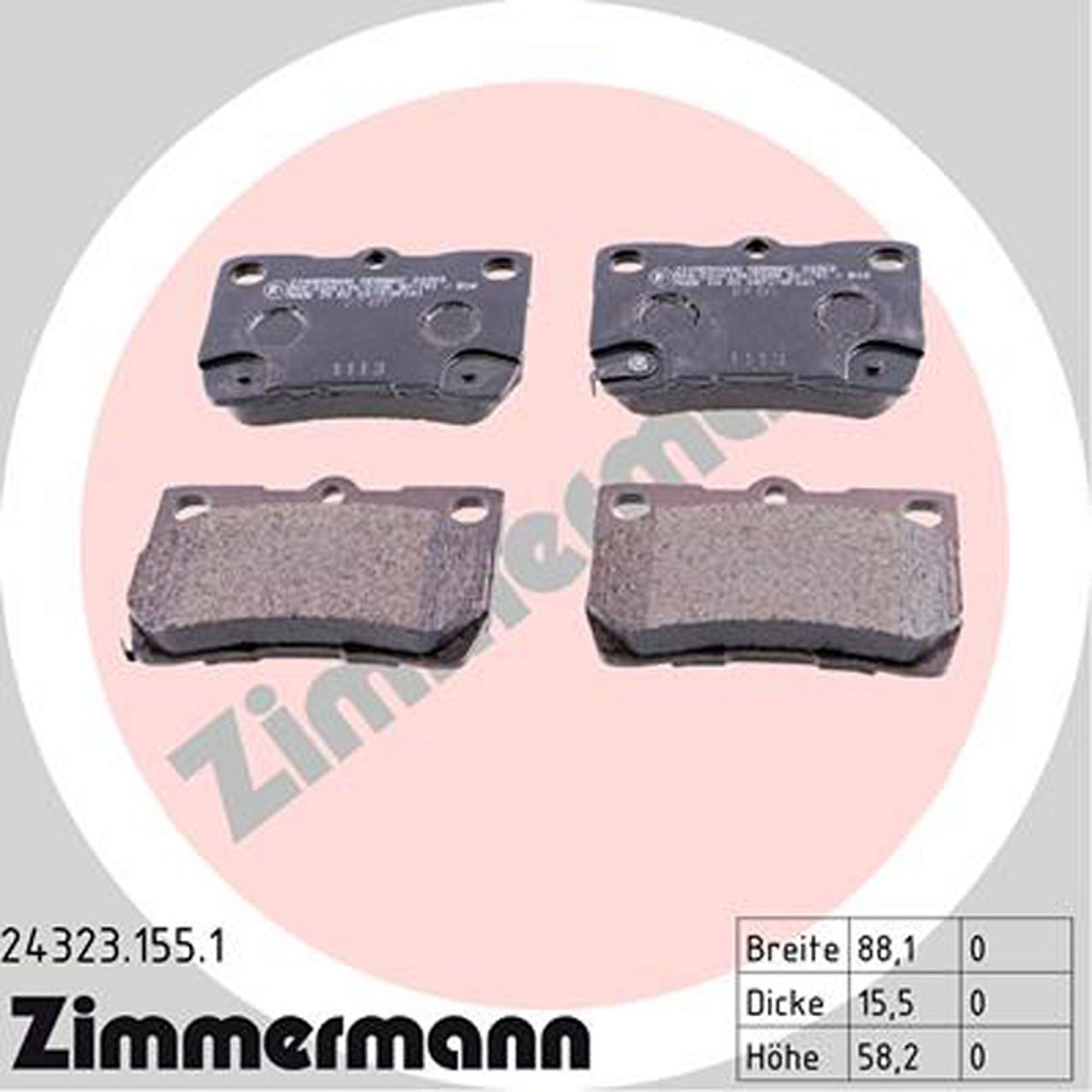 ZIMMERMANN Bremsbeläge Bremsklötze LEXUS GS (S19) (L1) IS II (E2_ III (E3) hinten