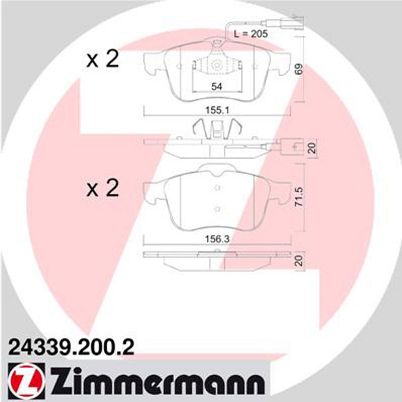 ZIMMERMANN Bremsbeläge + Warnkontaktsensor ALFA ROMEO Giulietta (940_) vorne 77365354