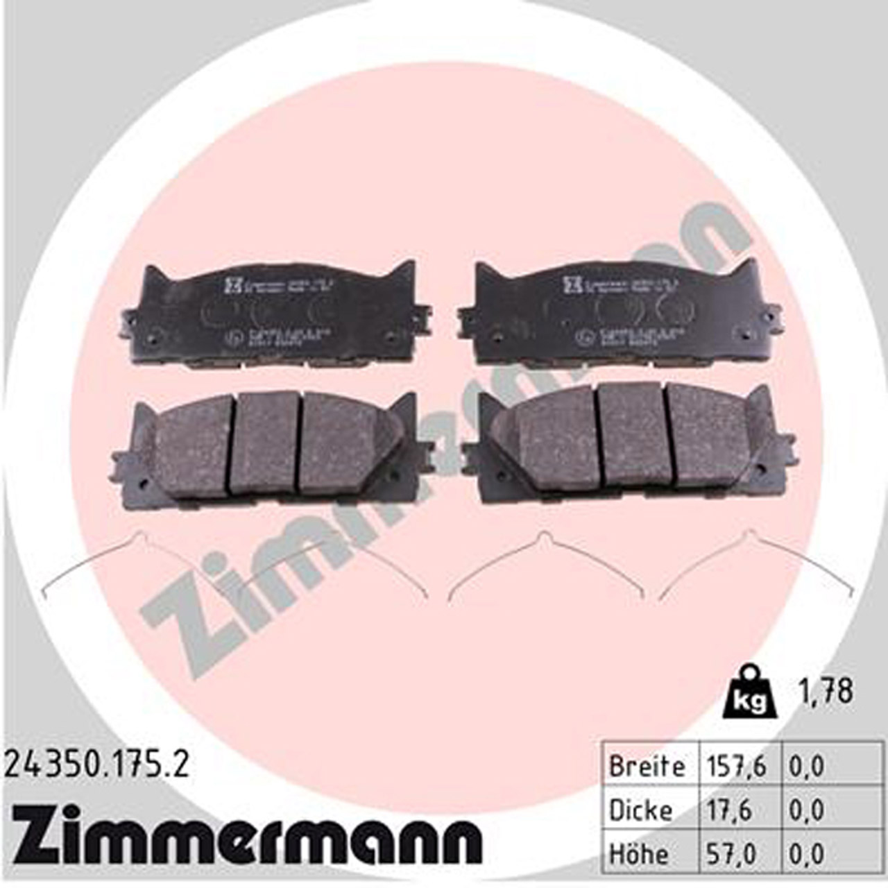 ZIMMERMANN Bremsbeläge LEXUS ES (_V6_) + TOYOTA Camry (_V3_) ab 01.2006 vorne