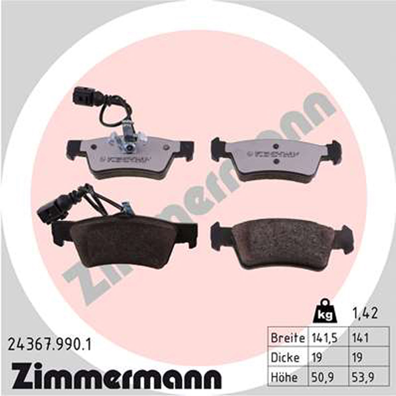 ZIMMERMANN rd:z Bremsbeläge + Warnkontaktkabel VW Touareg (7L) PR-1KE hinten