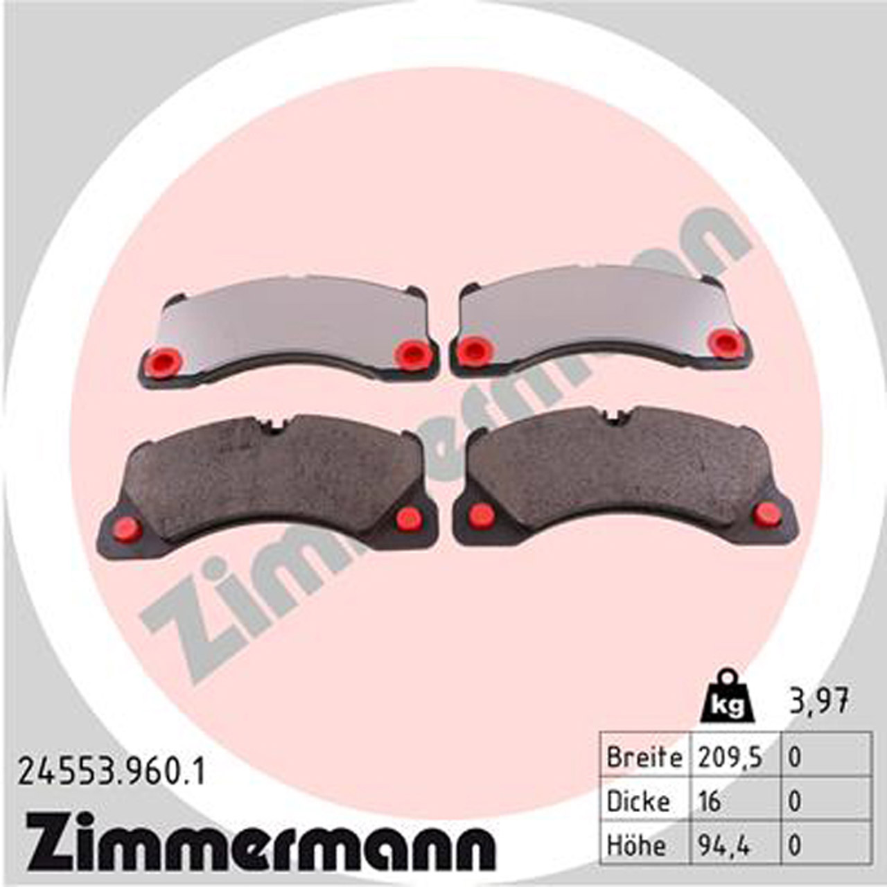 ZIMMERMANN rd:z Bremsbeläge PORSCHE Cayenne 92A 9P Macan 95B Panamera VW Touareg vorne