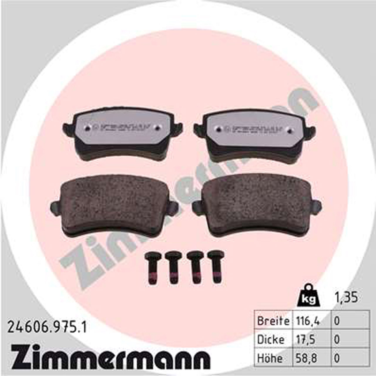 ZIMMERMANN rd:z Bremsbeläge AUDI A4 (8K B8) A5 (8T 8F) Q5 (8RB) (FYB) hinten