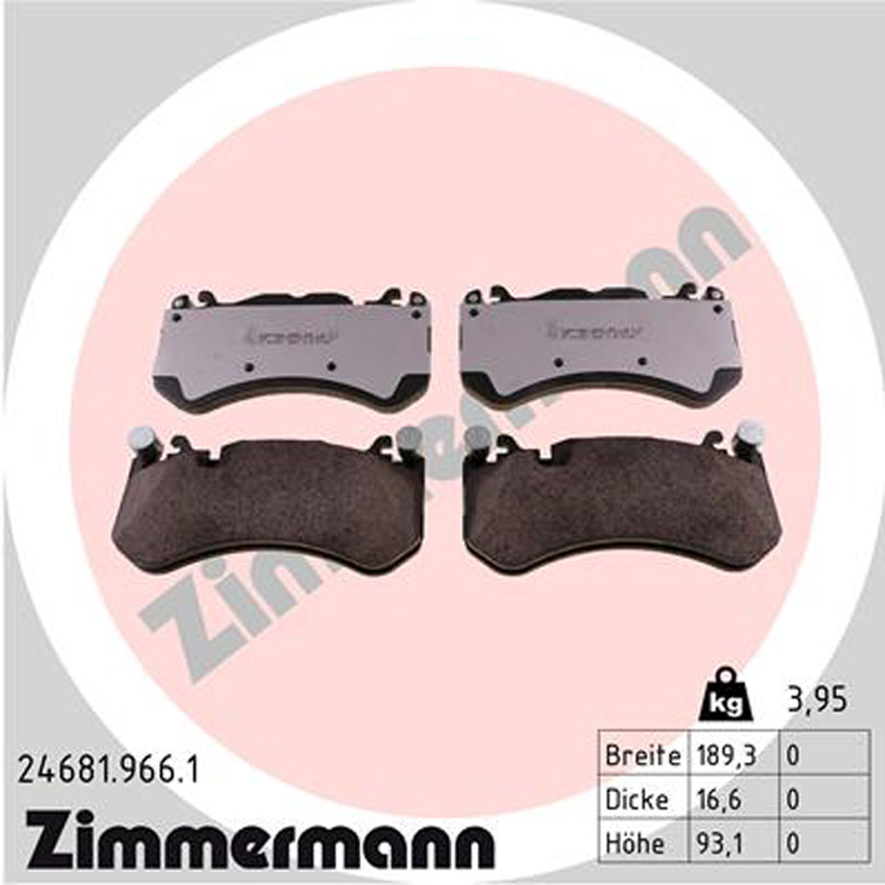 ZIMMERMANN rd:z Bremsbeläge MERCEDES W204 W211 W212 W221 W222 R230 C197 vorne