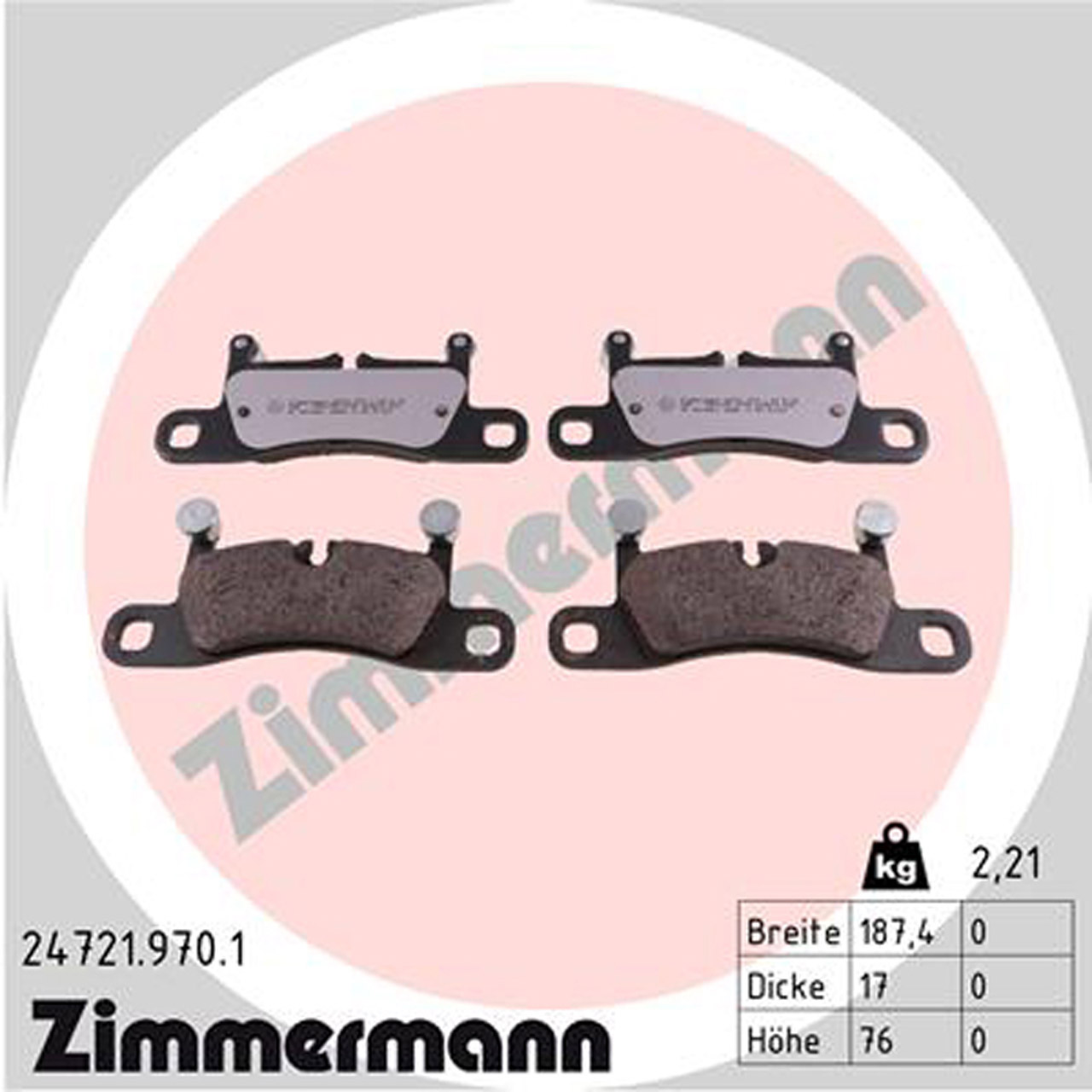 ZIMMERMANN rd:z Bremsbeläge PORSCHE 911 991 Cayenne 92A VW Touareg 7P hinten