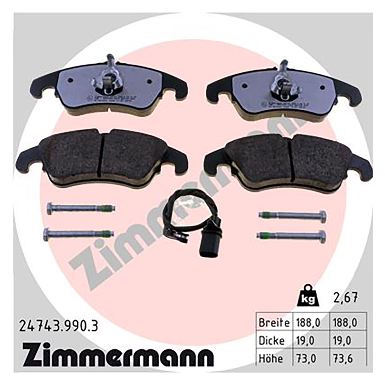 ZIMMERMANN rd:z Bremsbeläge + Wako AUDI A4 (B8) A5 (8T 8F) A6 (C7) A7 (4G) vorne