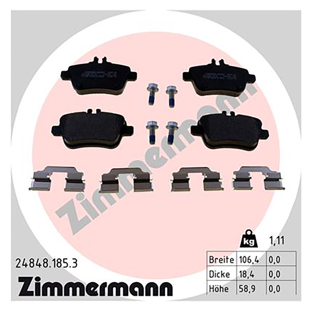 ZIMMERMANN 24848.185.3 Bremsbeläge MERCEDES W176 W246 C117 X117 X156 R172 hinten