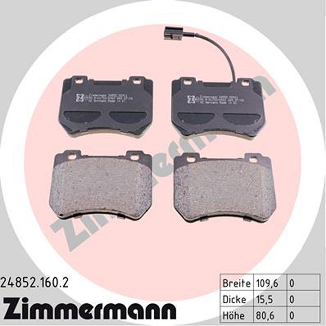 ZIMMERMANN Bremsbeläge + Warnsensor ALFA ROMEO 159 Brera Spider (939_) ab 02.2008 vorne