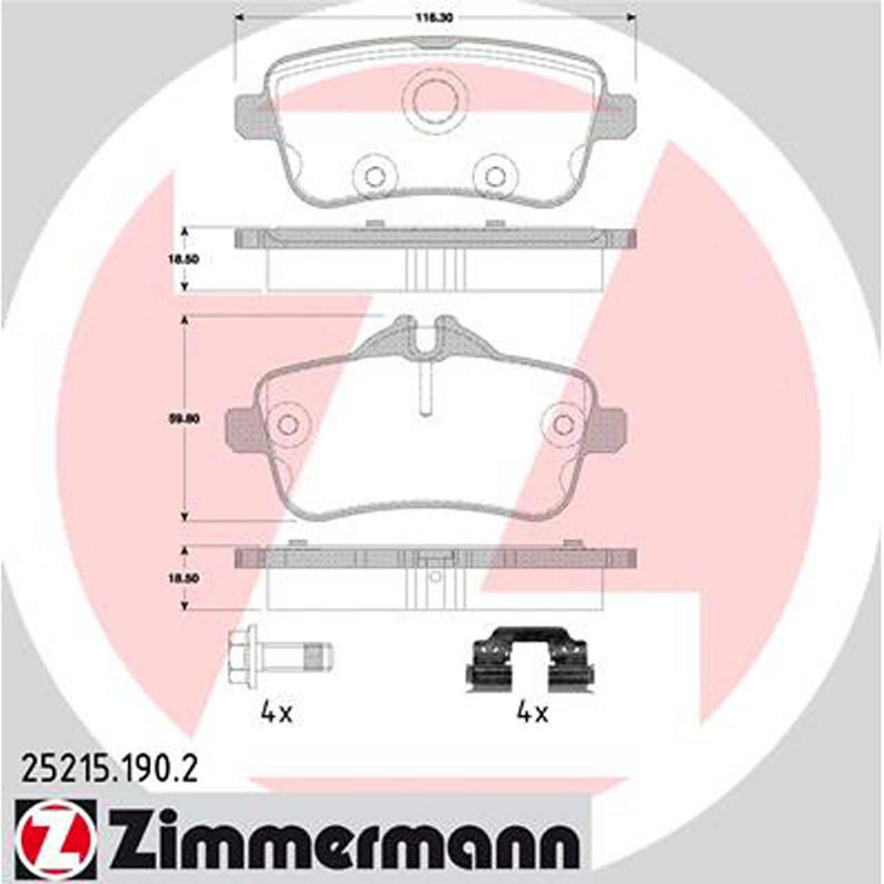 ZIMMERMANN Bremsbeläge für MERCEDES GLE M-KLASSE W166 ML300 ML250/350CDI hinten