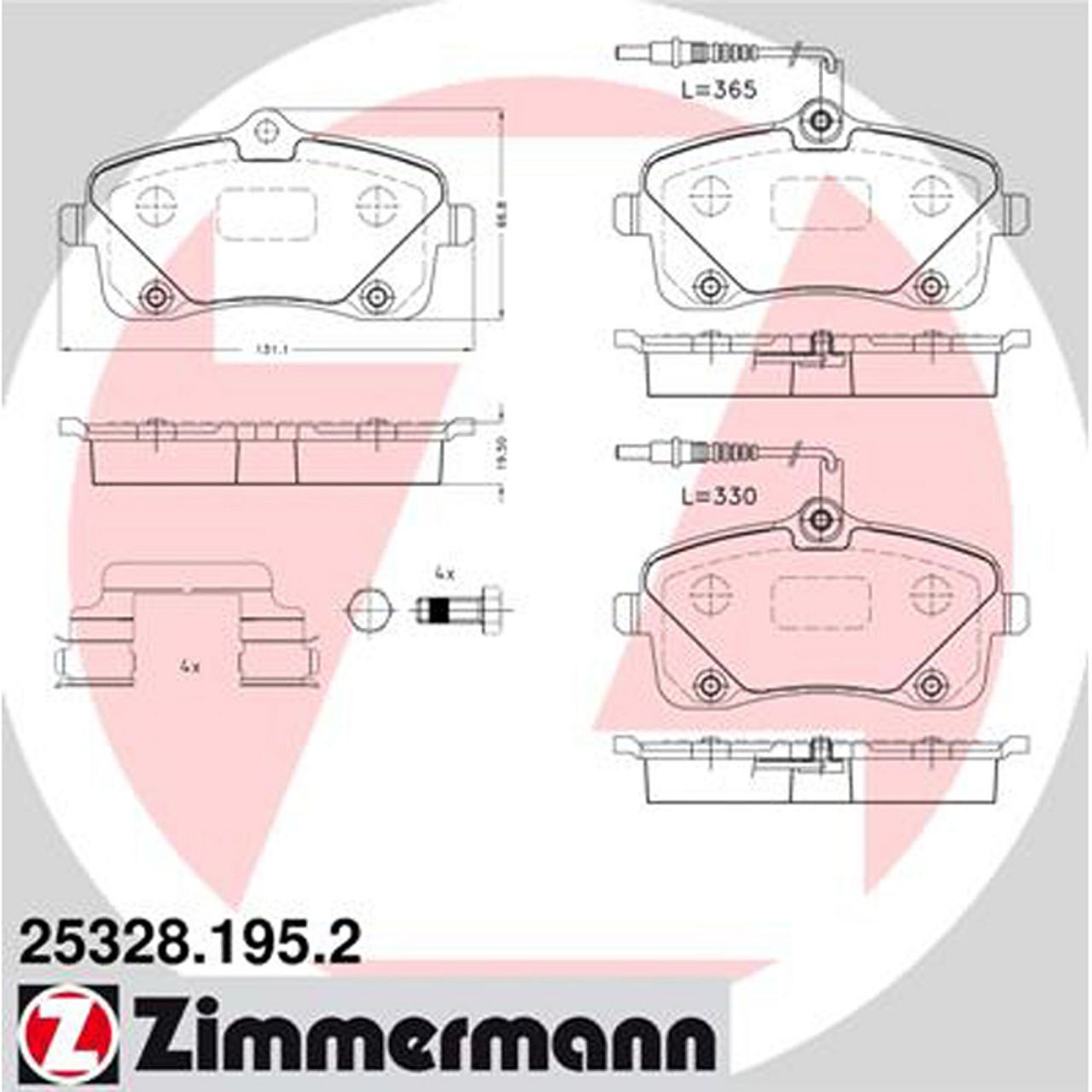 ZIMMERMANN Bremsbeläge Bremsklötze + Wako für Peugeot 407 / SW ab 09.2009 vorne