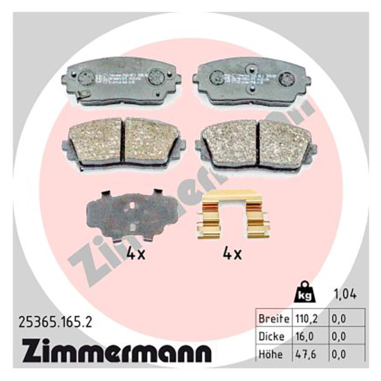 ZIMMERMANN Bremsscheiben + Bremsbeläge KIA Picanto 2 (TA) 1.0 1.2 67-85 PS vorne