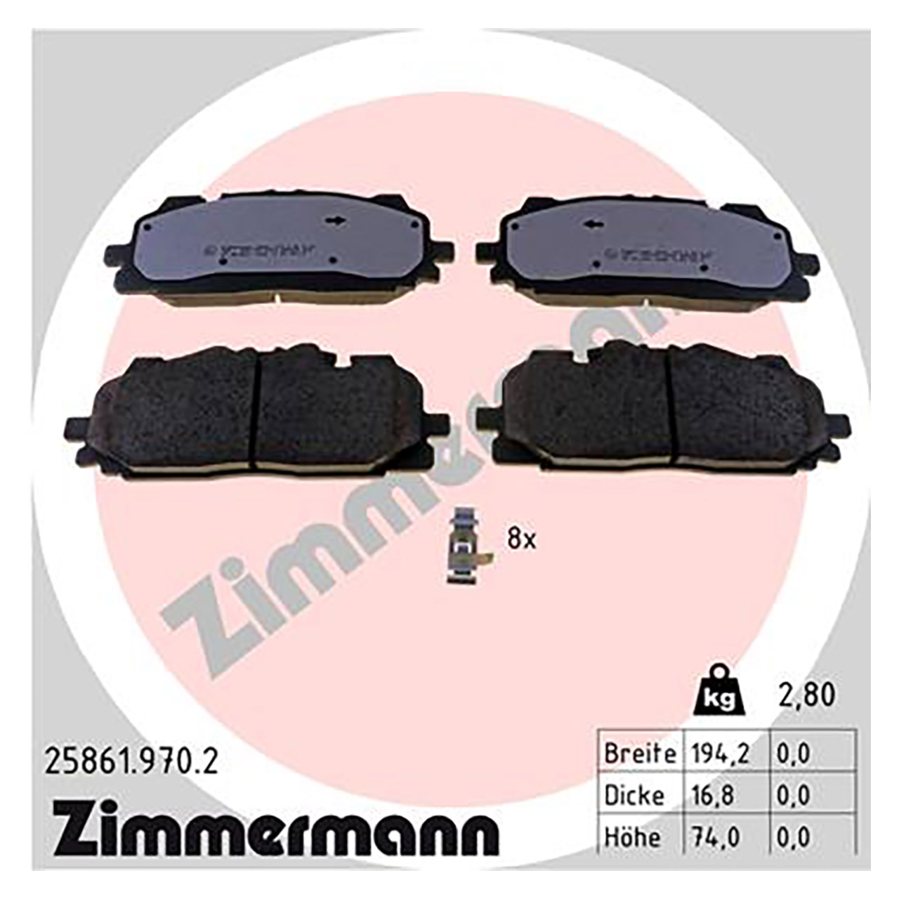 ZIMMERMANN rd:z Bremsbeläge AUDI A4 B9 A5 F5 A6 C8 A7 4K A8 Q5 Q7 Q8 VW Touareg CR7 vorne