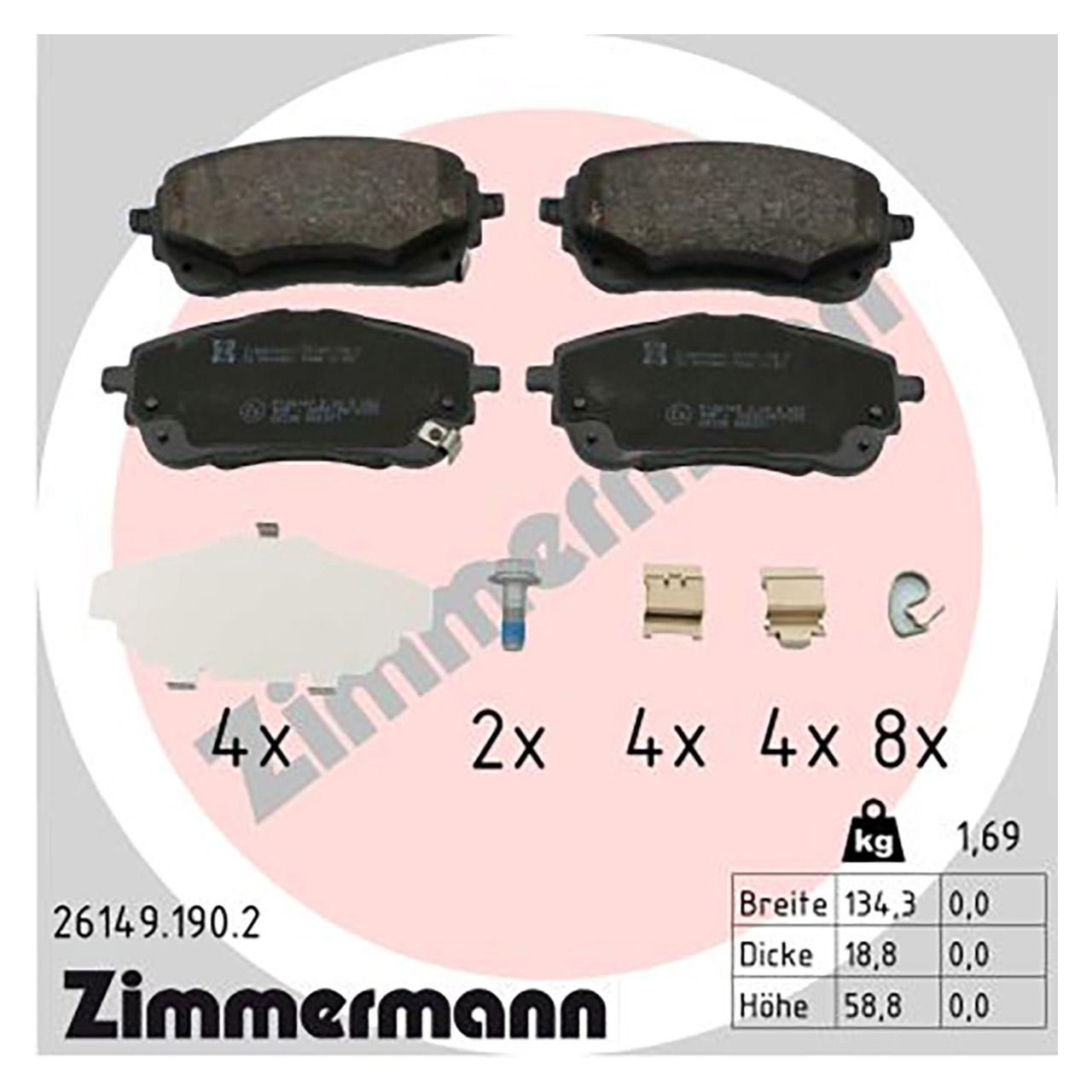 ZIMMERMANN Bremsbeläge TOYOTA Corolla (E21) SUZUKI Swace (AMZ) 1.2 1.8 Hybrid vorne