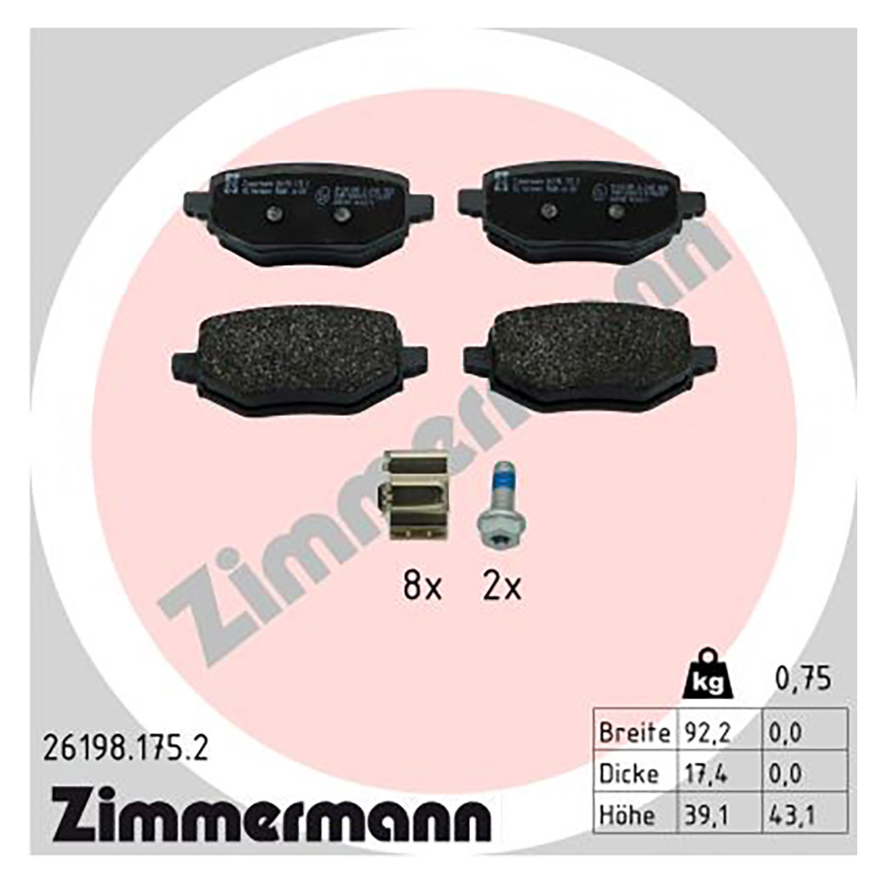 ZIMMERMANN Bremsscheiben + Bremsbeläge OPEL Corsa F Mokka PEUGEOT 2008 II 208 II hinten