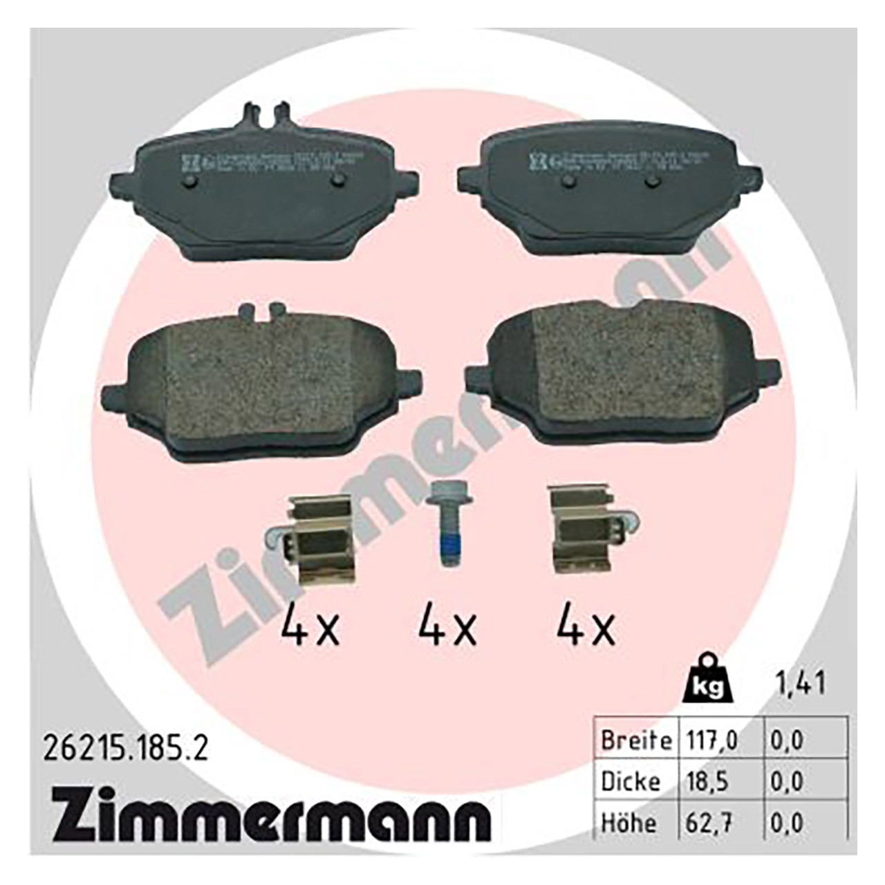 ZIMMERMANN Bremsbeläge MERCEDES GLE V167 C167 300/350 350/400d ohne Sportbremse hinten