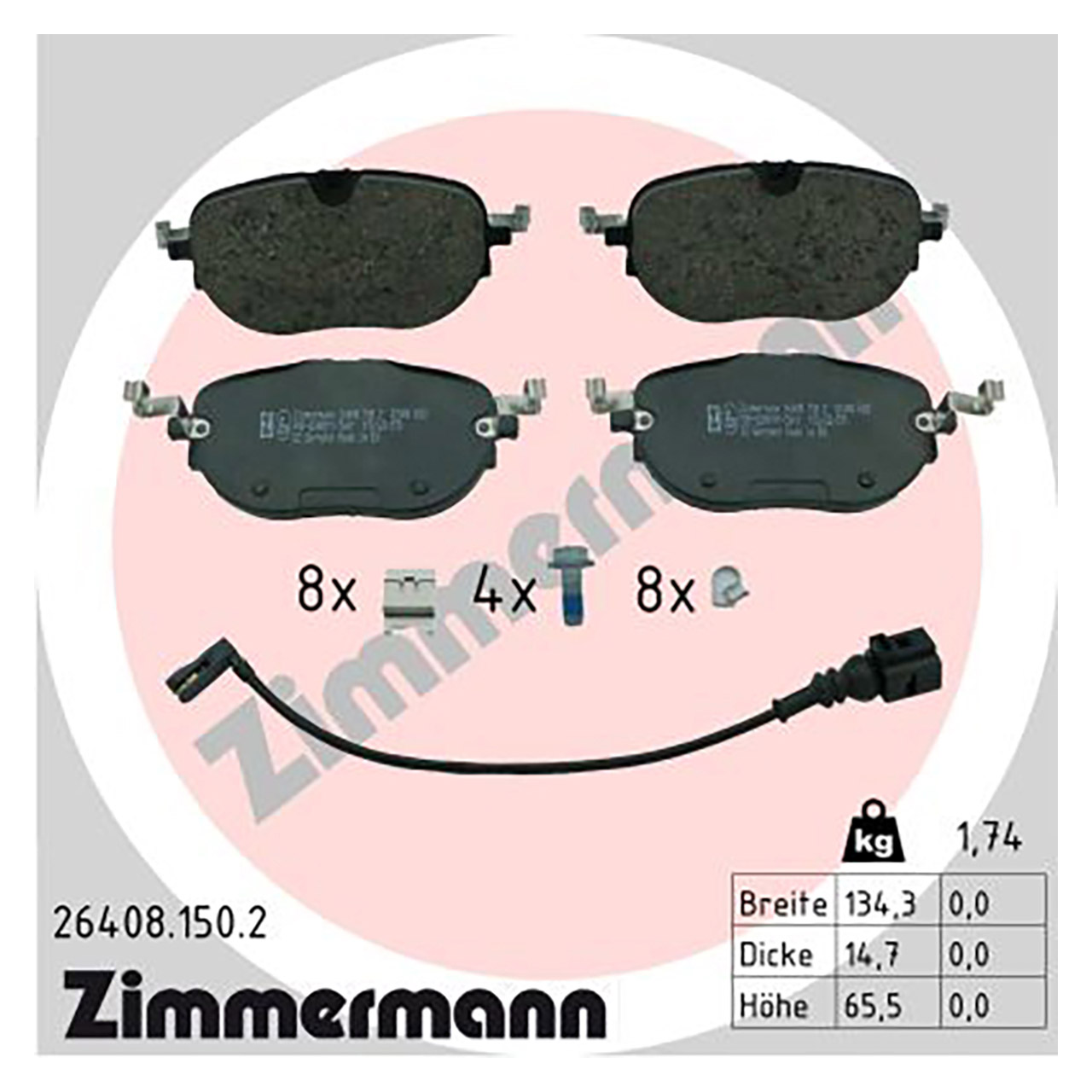 ZIMMERMANN Bremsbeläge + Warnkontaktsensor CUPRA Born (K11) VW ID.3 (E11) PR-1LA vorne