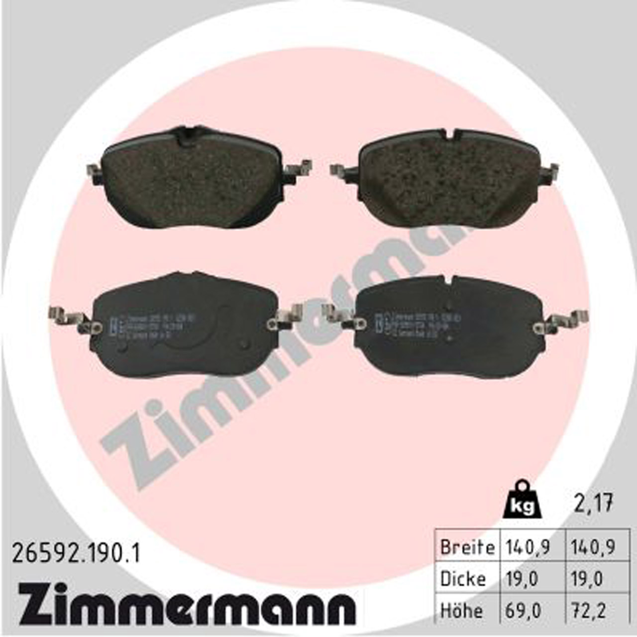 ZIMMERMANN Bremsbeläge Bremsklötze MERCEDES-BENZ C-Klasse W206 S206 vorne 0004200004