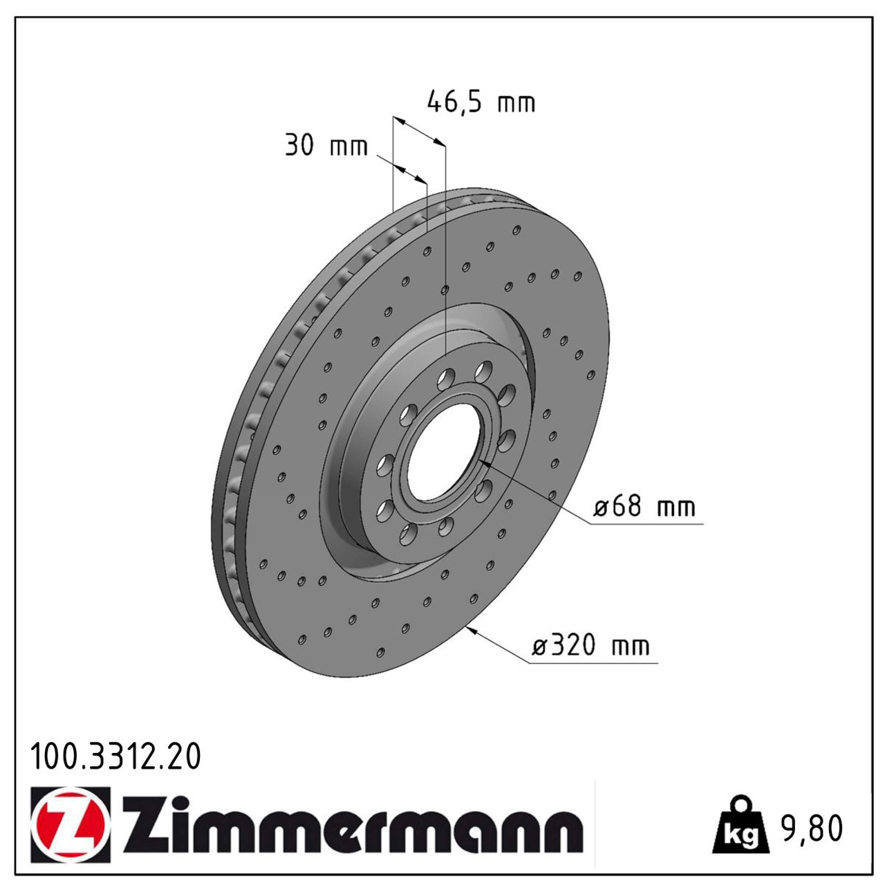 ZIMMERMANN Bremsscheiben Satz für Audi A4 (8E B7) PR-1LC 11.2004-06.2008 vorne