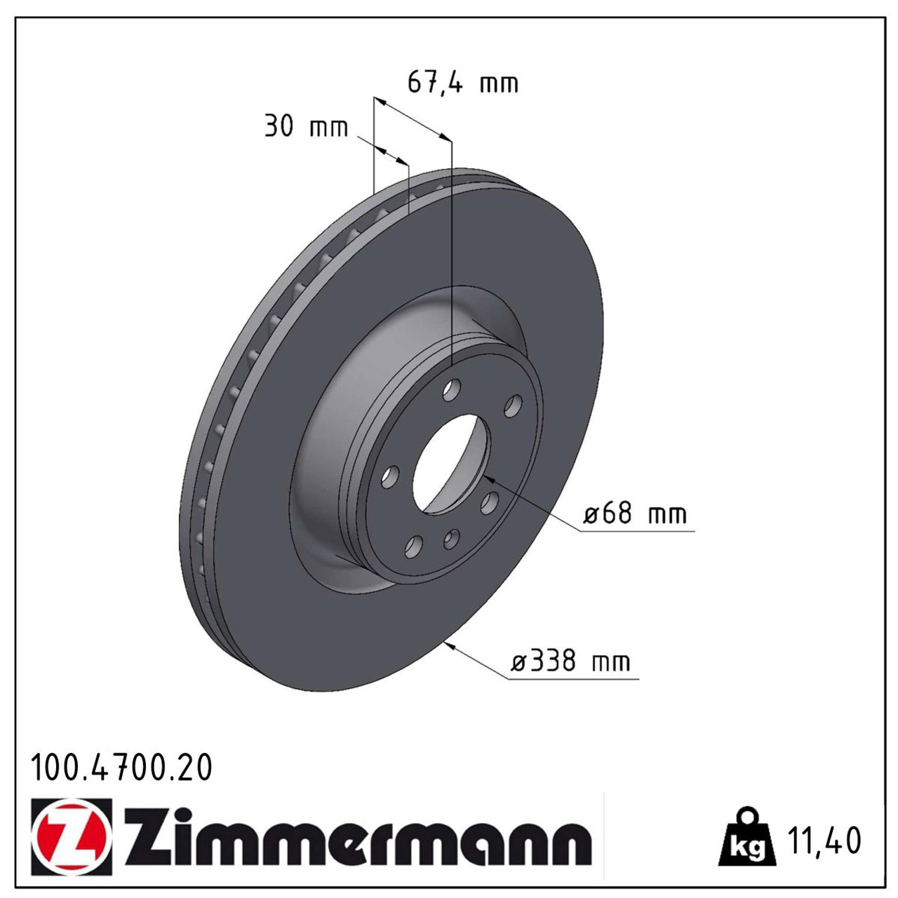 ZIMMERMANN Bremsscheiben Satz AUDI A6 Allroad C8 4AH vorne 4K0615301E