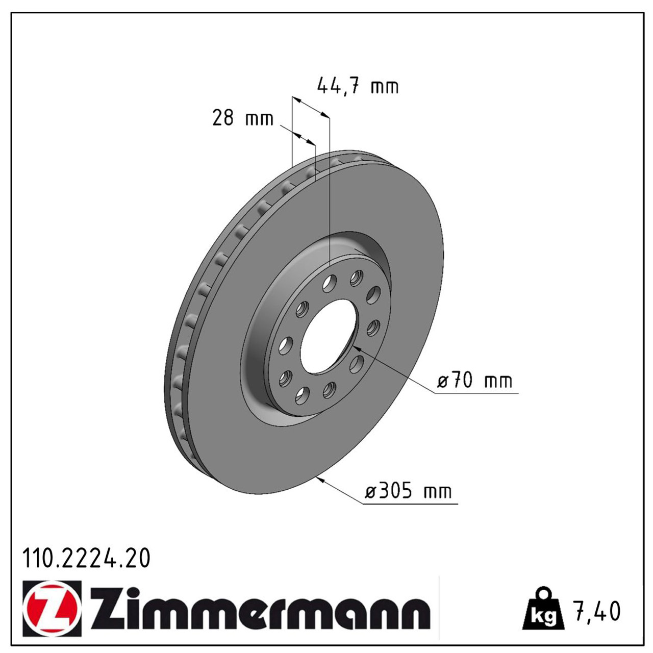 ZIMMERMANN Bremsscheiben Satz ALFA ROMEO Giulia (952_) 2.0 2.2 D vorne