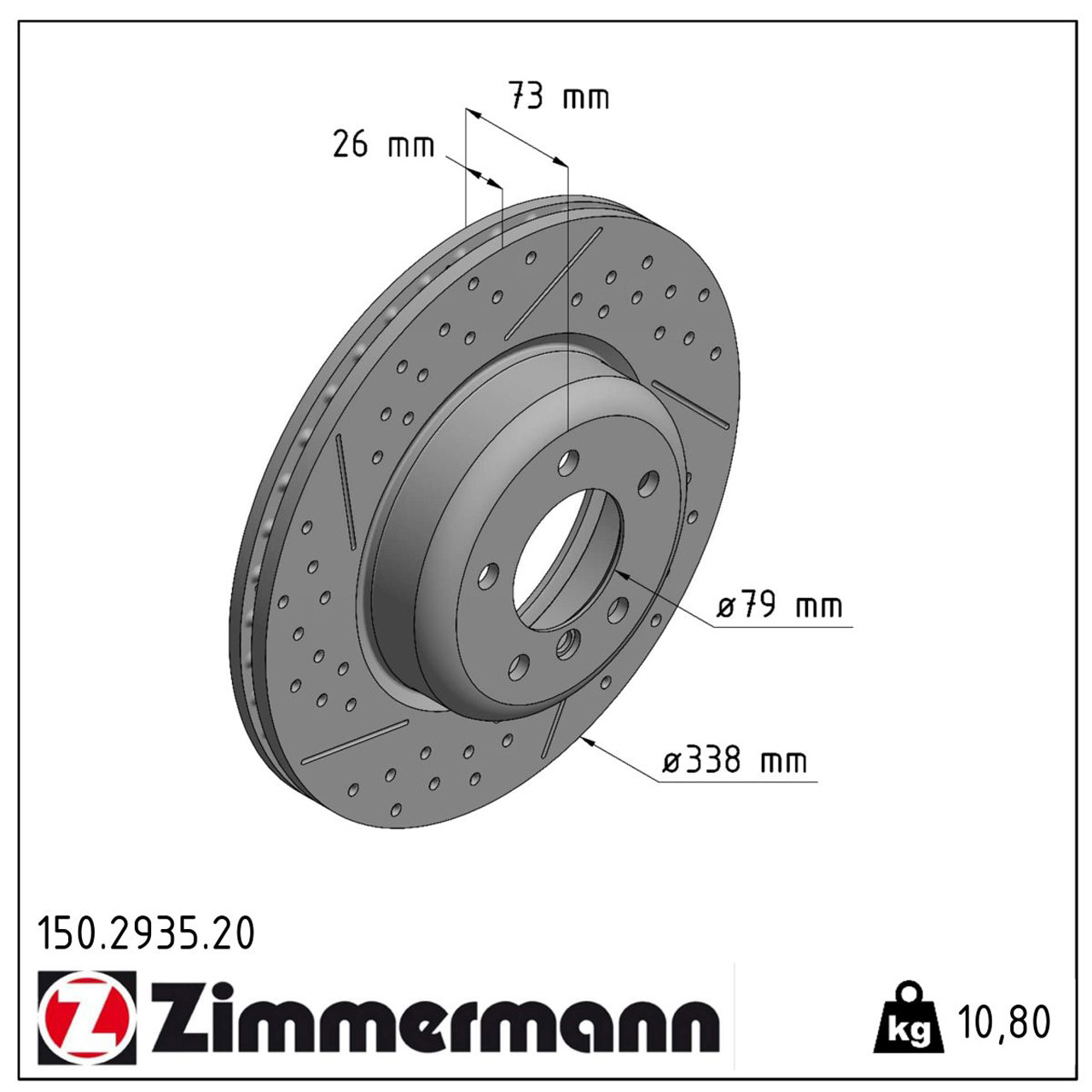 ZIMMERMANN Bremsscheiben + Beläge + Sensor BMW E81 E87 mit M-Performance ab 03.2010 vorne