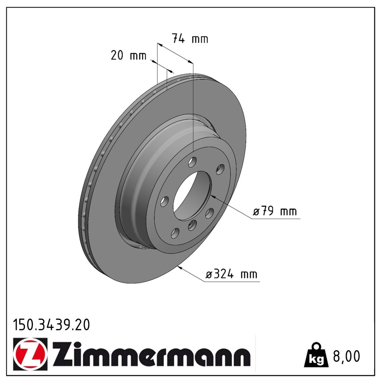 ZIMMERMANN Bremsscheiben Satz für BMW 7er E65 E66 E67 730i 730Li 258 PS hinten