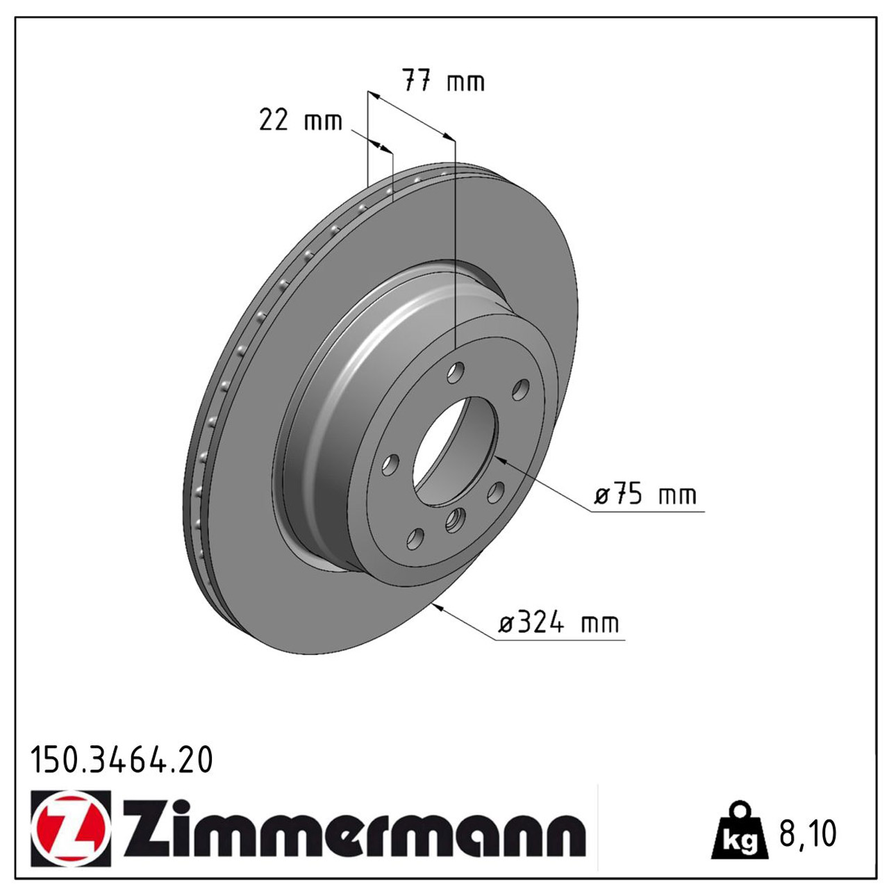 ZIMMERMANN Bremsscheiben für BMW 1er E88 E82 135i 306/326 PS ab 10.2007 hinten