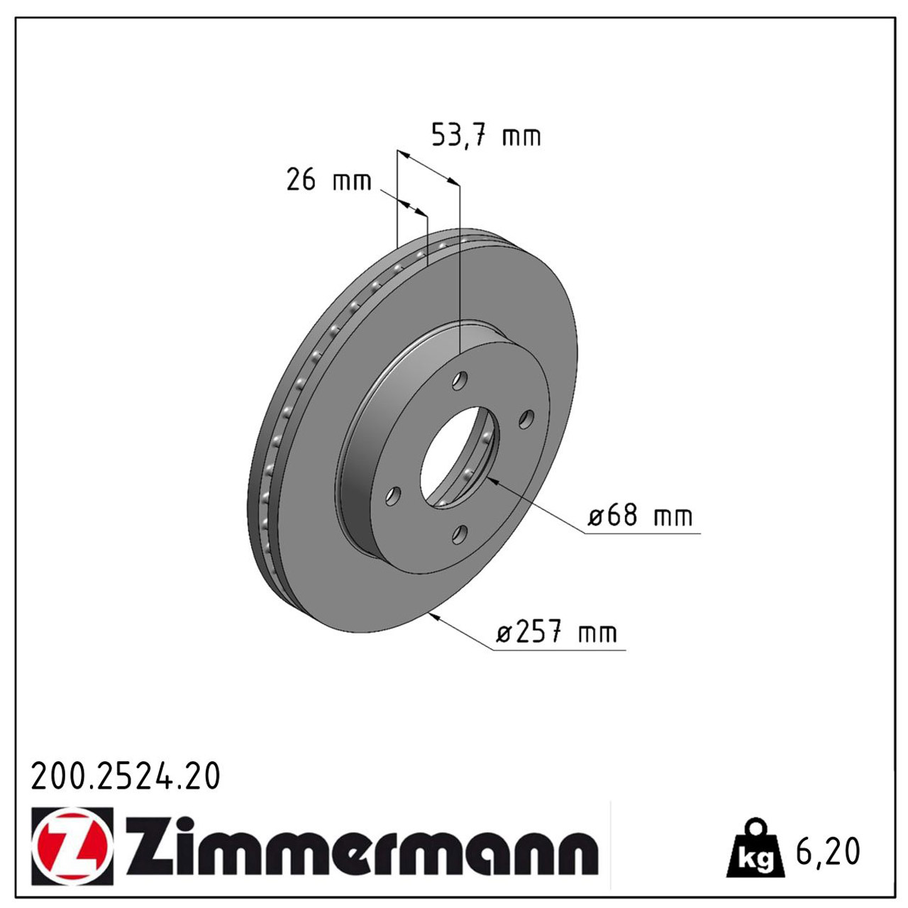 ZIMMERMANN Bremsscheiben Satz für Nissan NV200 1.6 16V 1.5dCi ab 02.2010 vorne