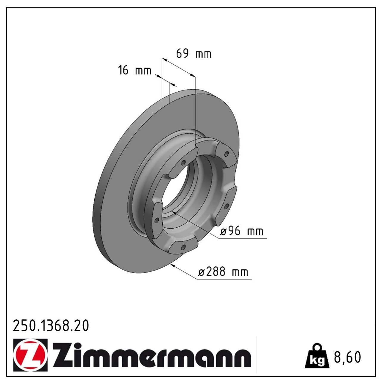 ZIMMERMANN Bremsscheiben Satz für FORD TOURNEO CUSTOM TRANSIT / CUSTOM hinten