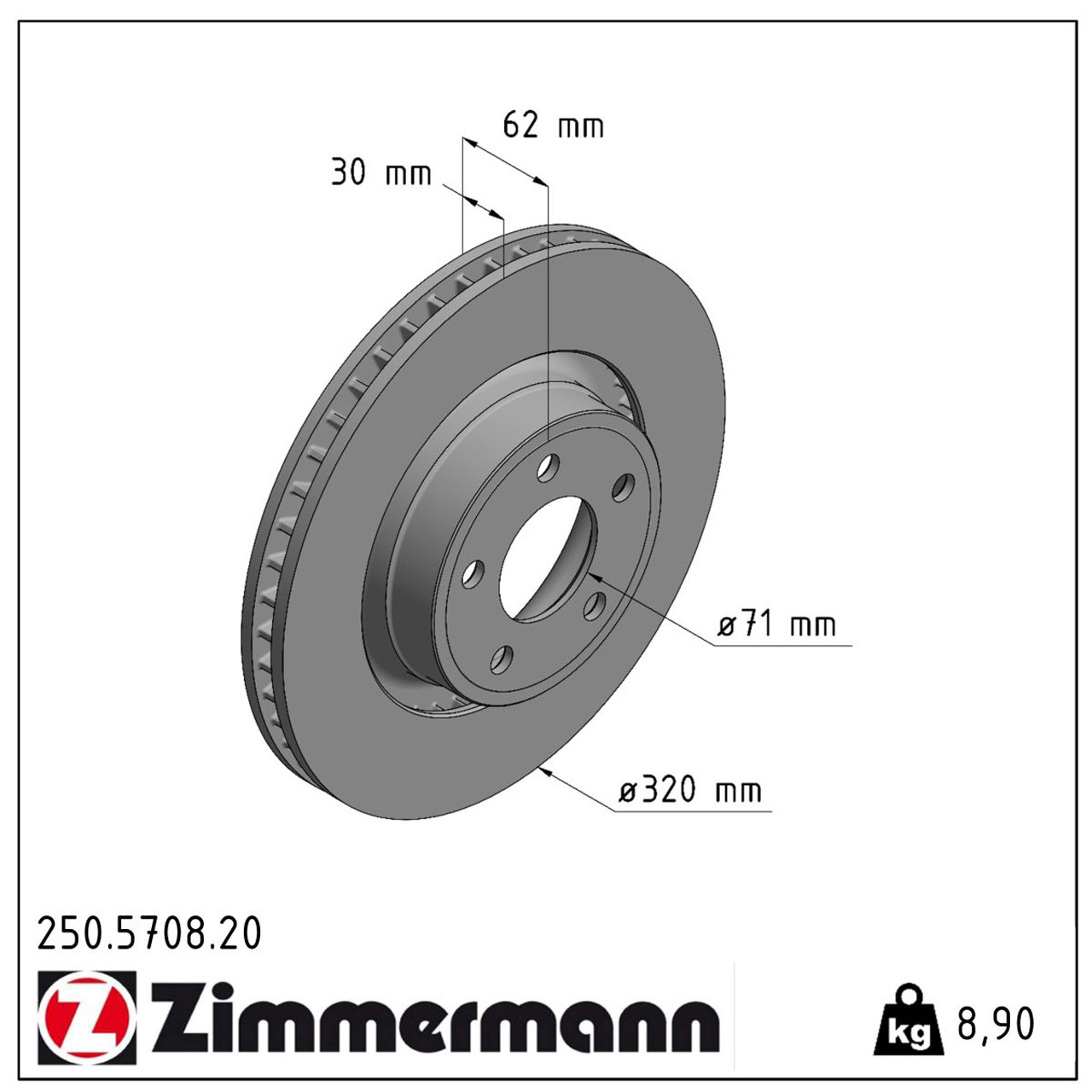 ZIMMERMANN Bremsscheiben Satz FORD Mustang MK6 2.3 EcoBoost ohne Performance Bremse vorne