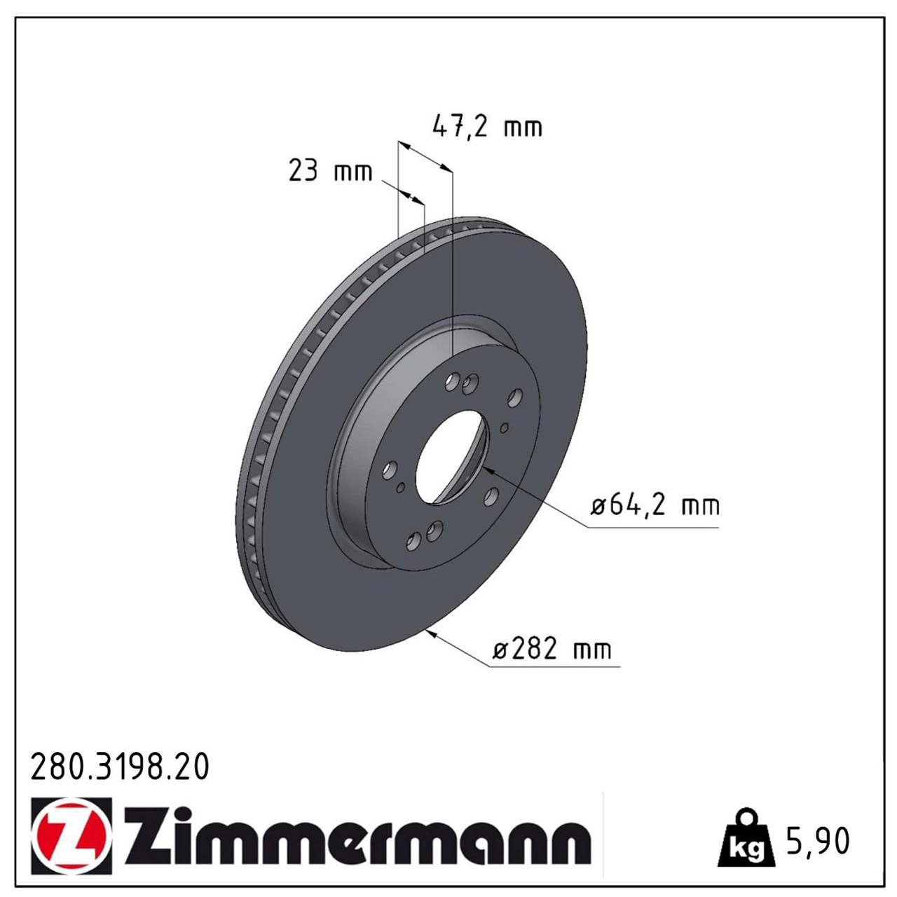 ZIMMERMANN Bremsscheiben Satz HONDA Civic 10 1.0/1.5 VTEC 1.6 i-DTEC vorne 45251-TBA-A00