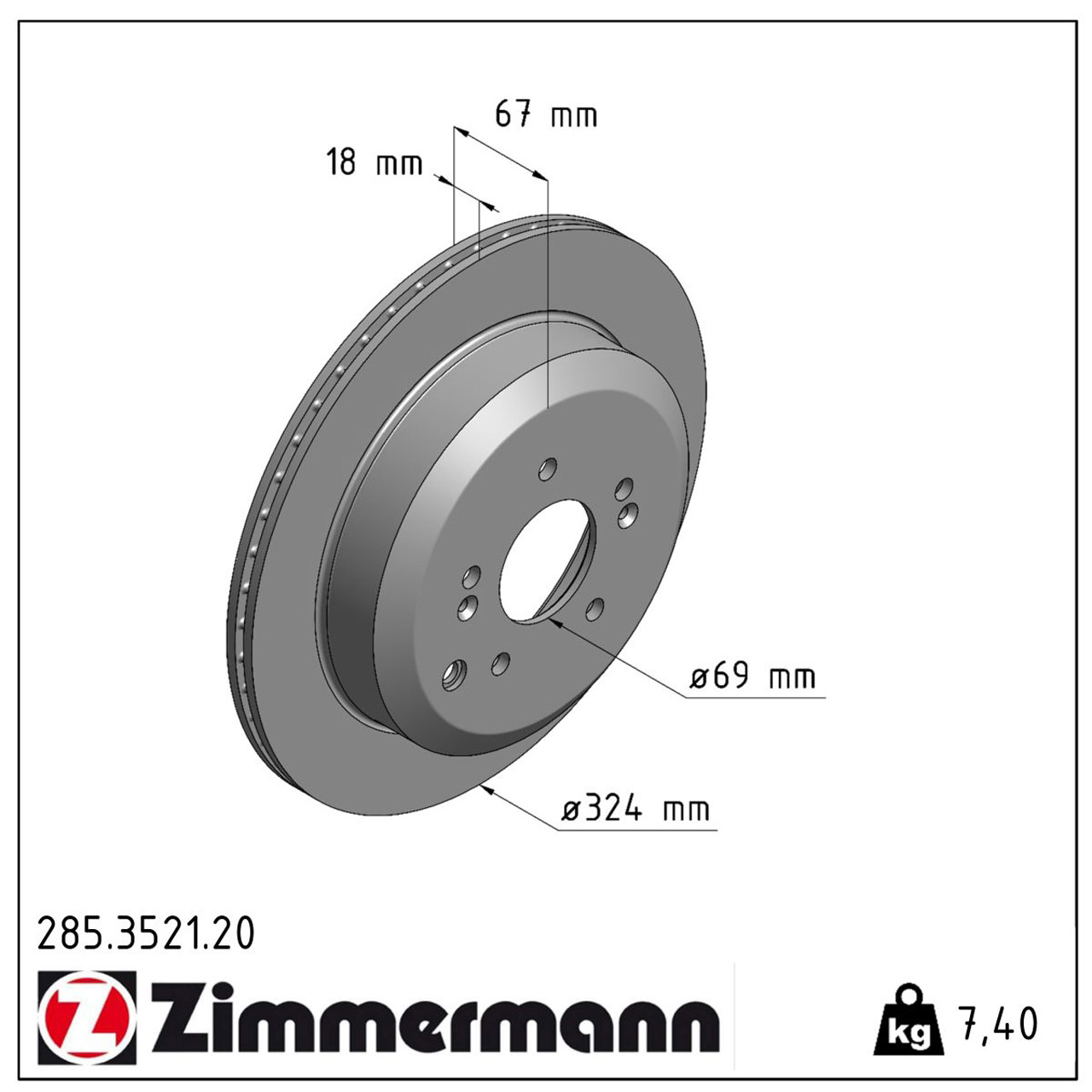 ZIMMERMANN Bremsscheiben Satz für Hyundai ix55 3.8 V6 3.0 V6 CRDi 4WD hinten