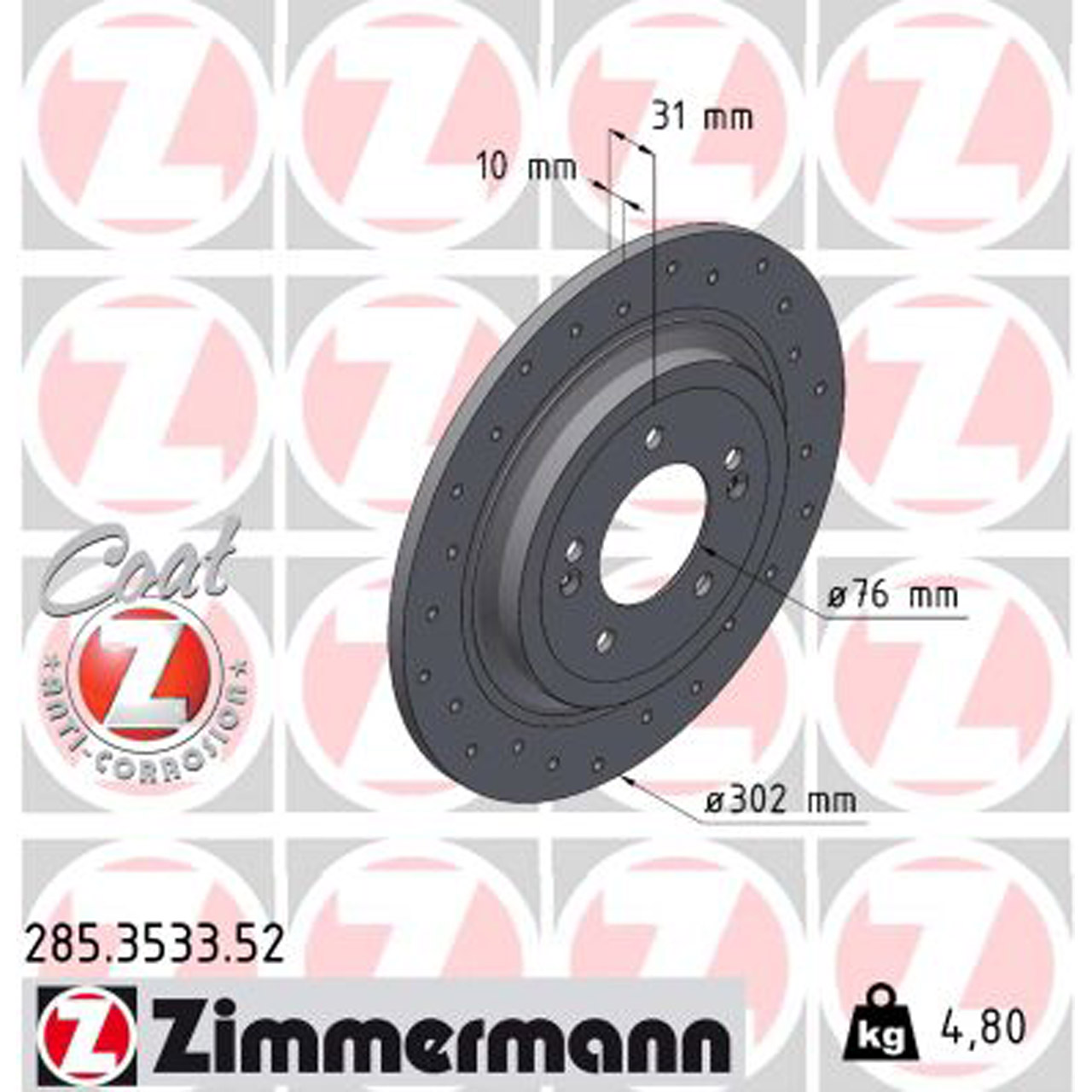 Zimmermann SPORT Bremsscheiben Satz HYUNDAI Nexo Tucson (TL) KIA Sportage 4 5 hinten