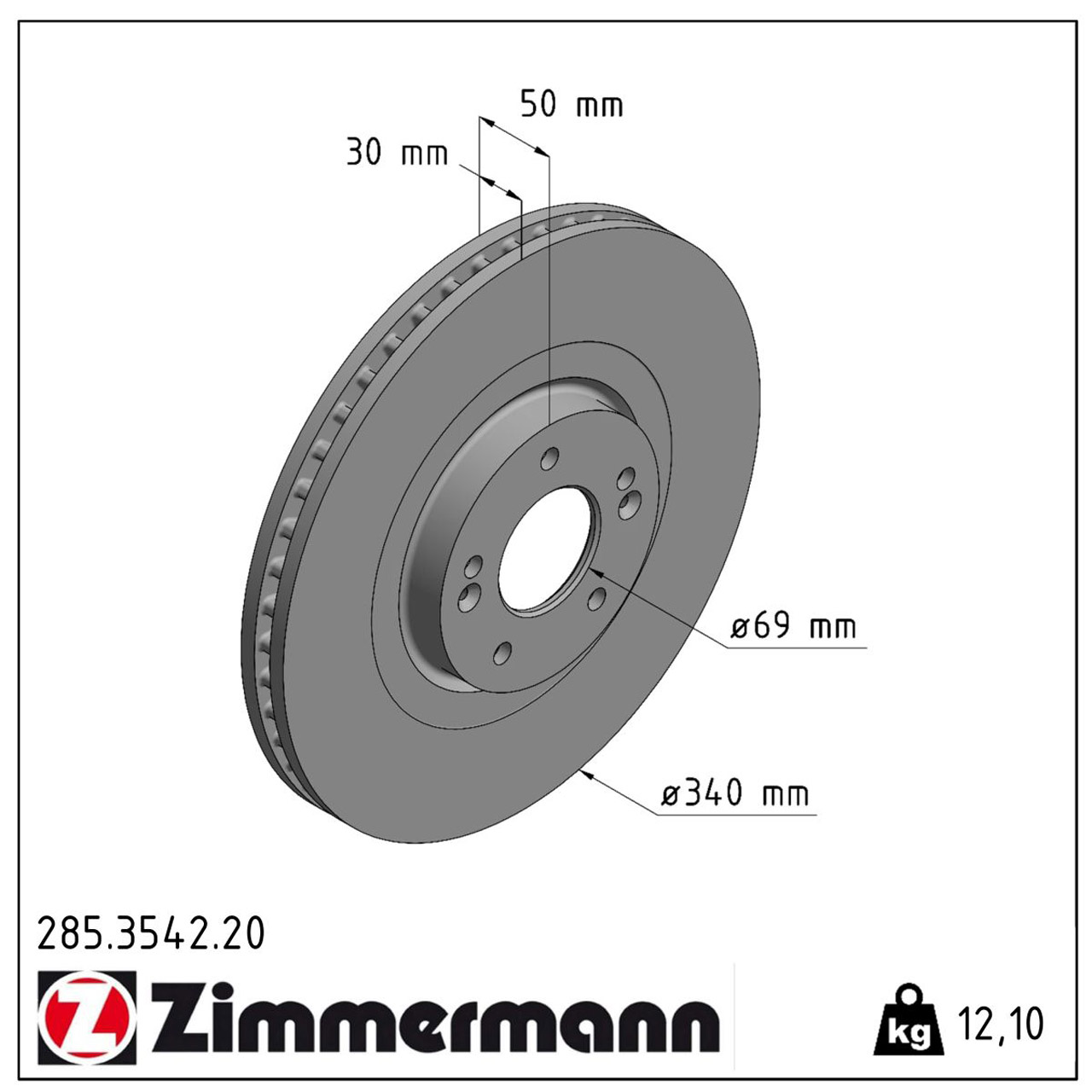 ZIMMERMANN Bremsscheiben Satz HYUNDAI Santa Fe 4 KIA Sorento 3 18 Zoll vorne 51712-C5700