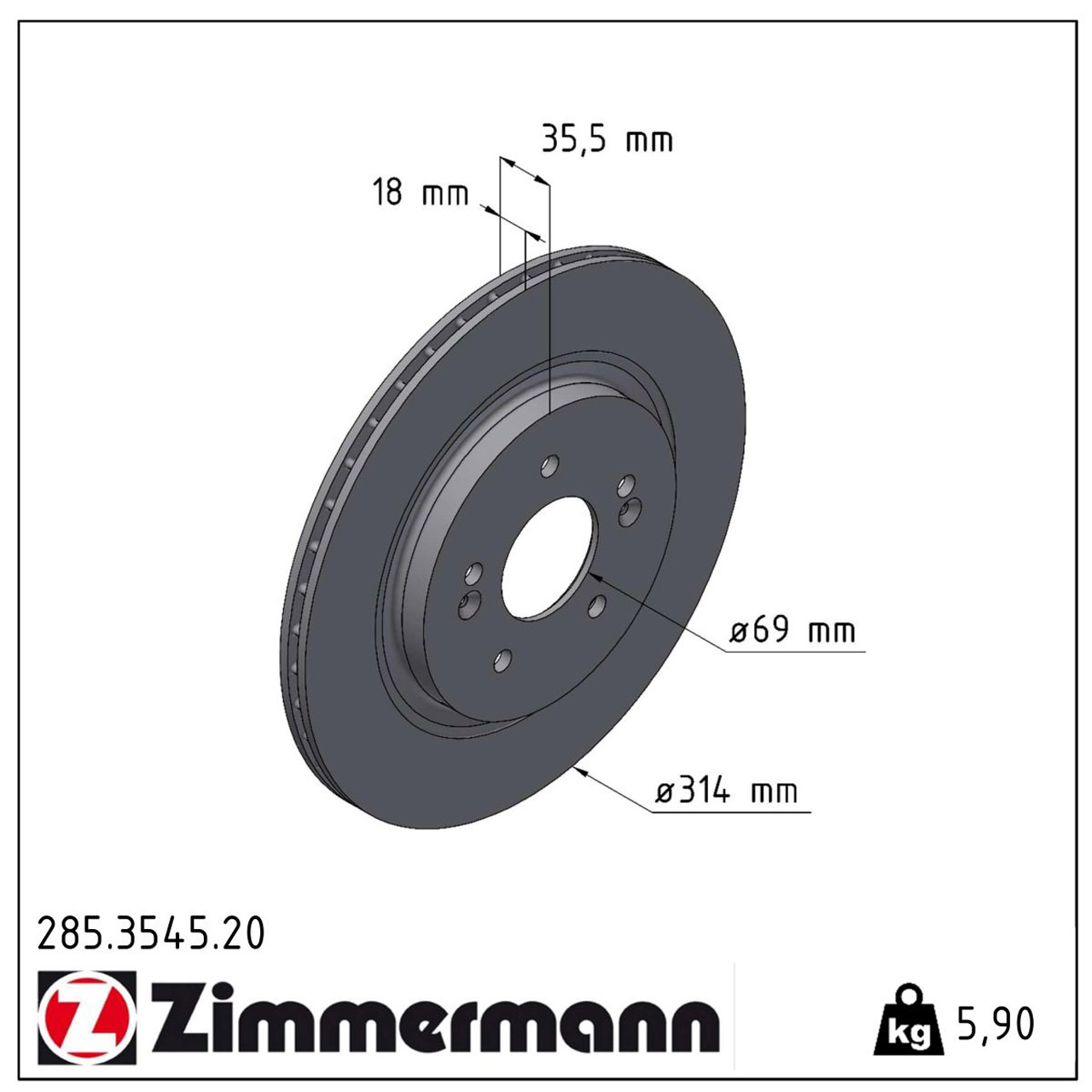 ZIMMERMANN Bremsscheiben Satz HYUNDAI Santa Fe 4 (TM) ohne elektr. Feststellbremse hinten