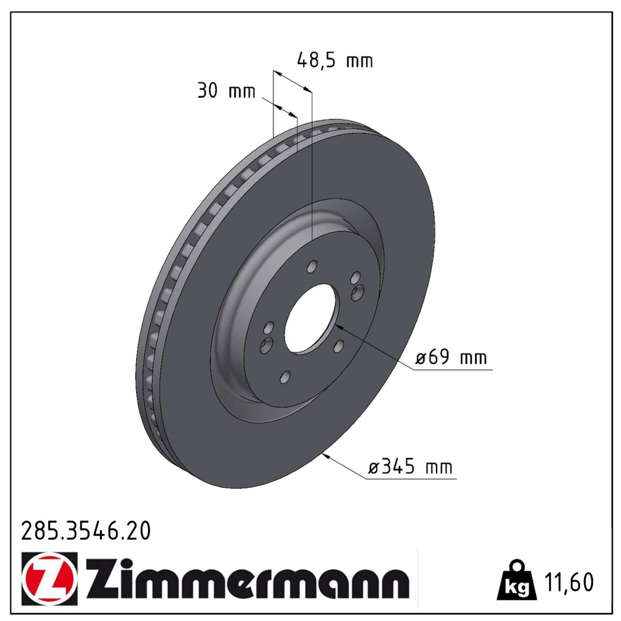 ZIMMERMANN Bremsscheiben Satz HYUNDAI Ioniq 5 (NE) KIA EV6 (CV) vorne 51712-L1700