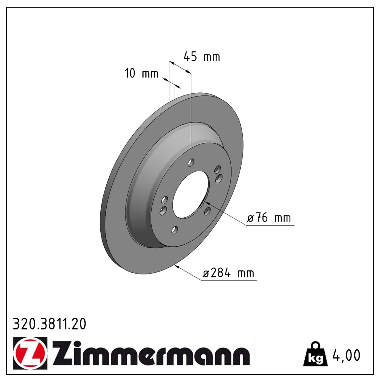 ZIMMERMANN Bremsscheiben Satz für Kia Carens IV 1.6/2.0GDi 1.7CRDi hinten