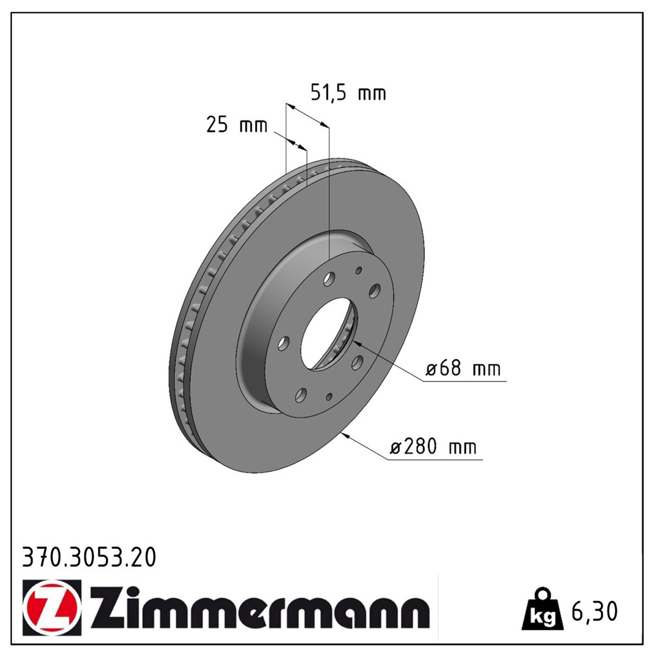 ZIMMERMANN Bremsscheiben für Mazda 3 (BM) Skyaktiv-G 100 100PS ab 09.2013 vorne