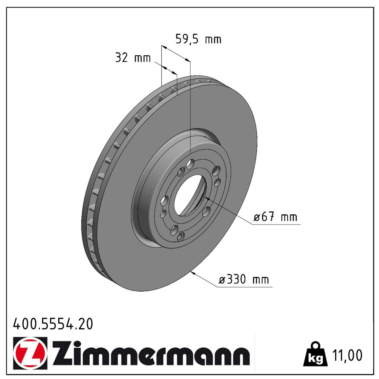 ZIMMERMANN Bremsscheiben + Beläge + Sensor MERCEDES GLE V167 300 d 4-matic 245 PS vorne