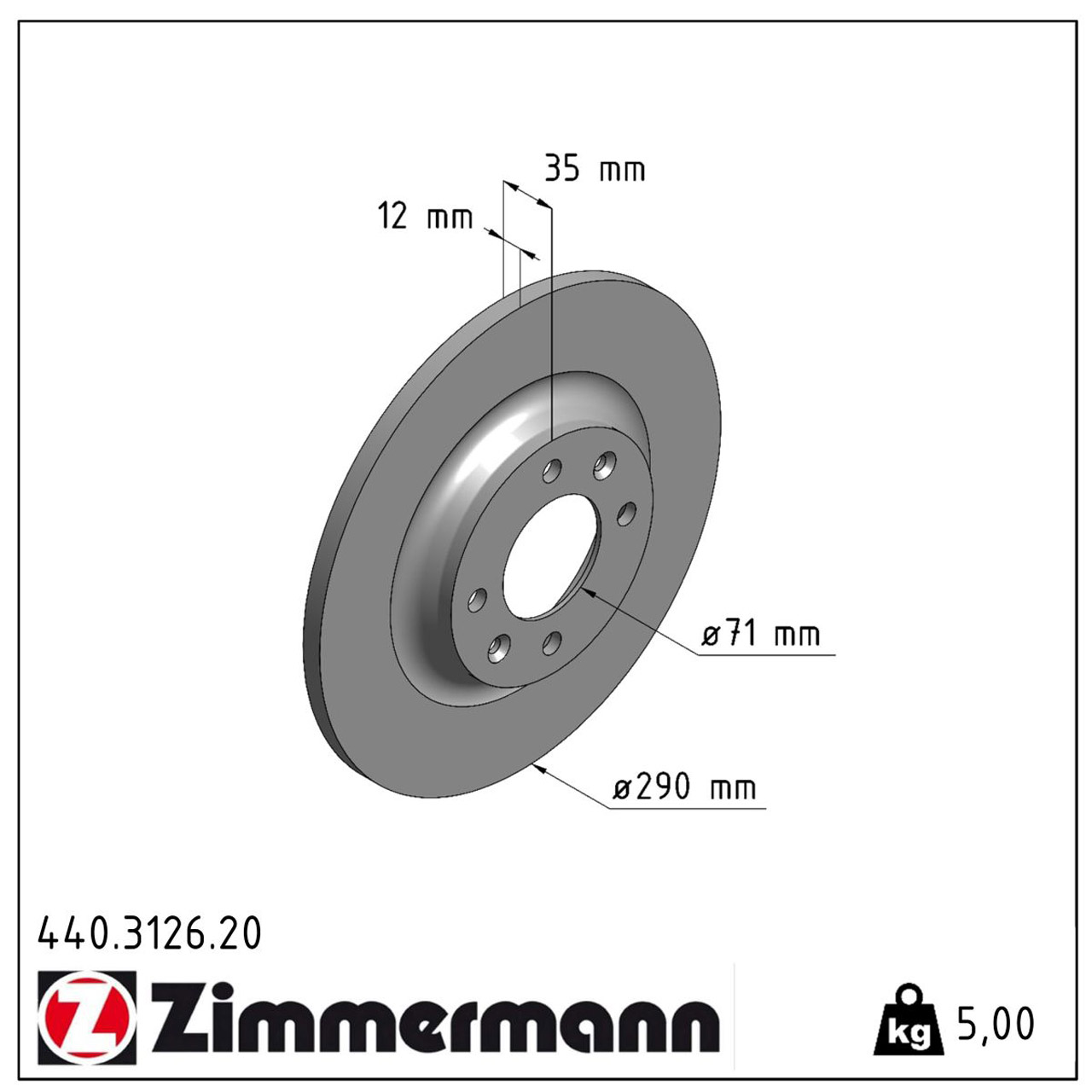 ZIMMERMANN 440.3126.20 Bremsscheiben CITROEN C4 II DS4 DS5 PEUGEOT 308 + CC 1.6 hinten