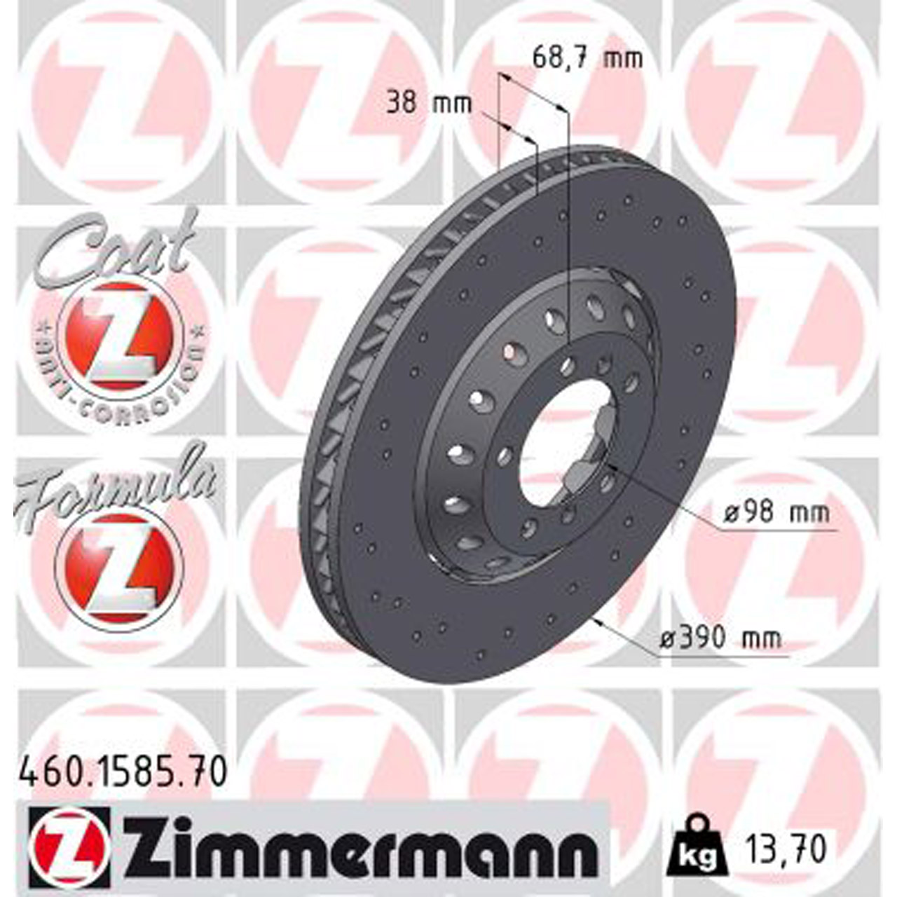 Zimmermann FORMULA Z Bremsscheiben Satz PORSCHE Panamera (970) 4.8 GTS / Turbo / S vorne