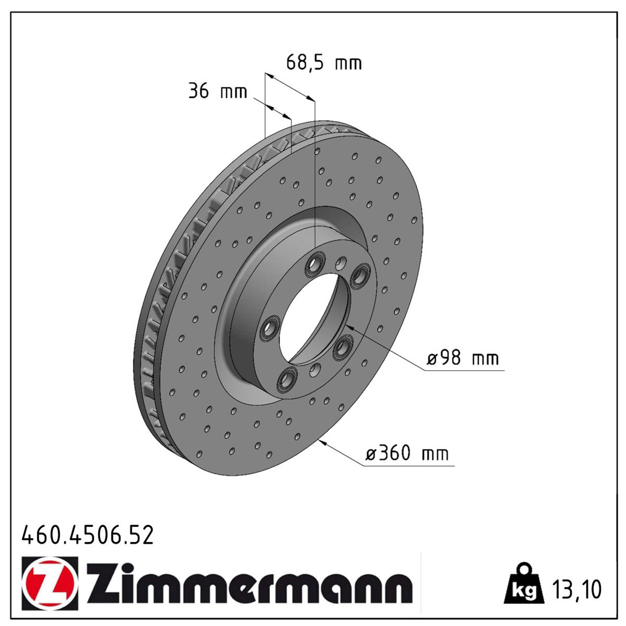 Zimmermann SPORT Bremsscheiben Satz PORSCHE Panamera (971) PR-1LD/1LU vorne