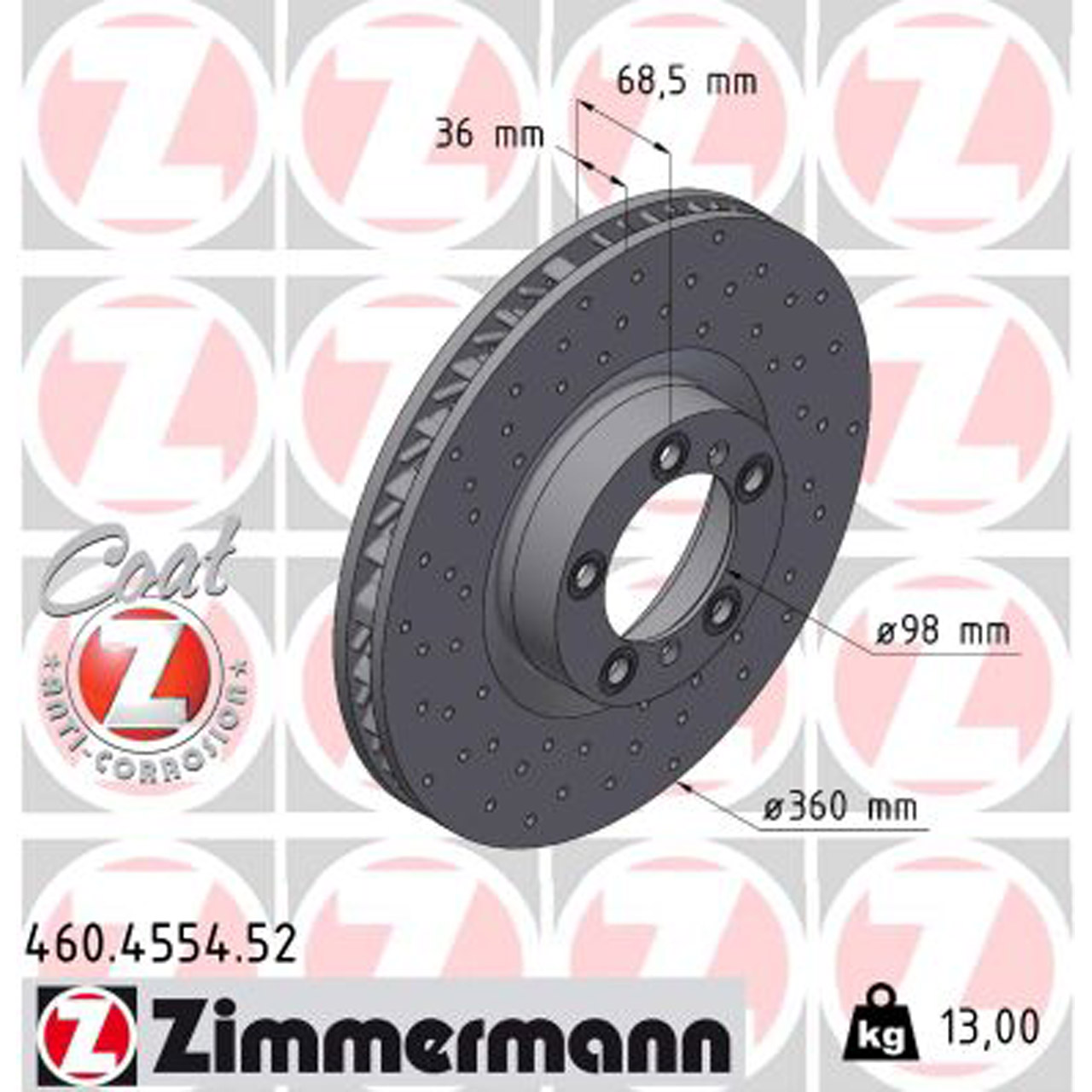 Zimmermann SPORT Bremsscheiben Satz AUDI E-Tron GT F8 PORSCHE Cayenne 9Y Taycan Y1 vorne